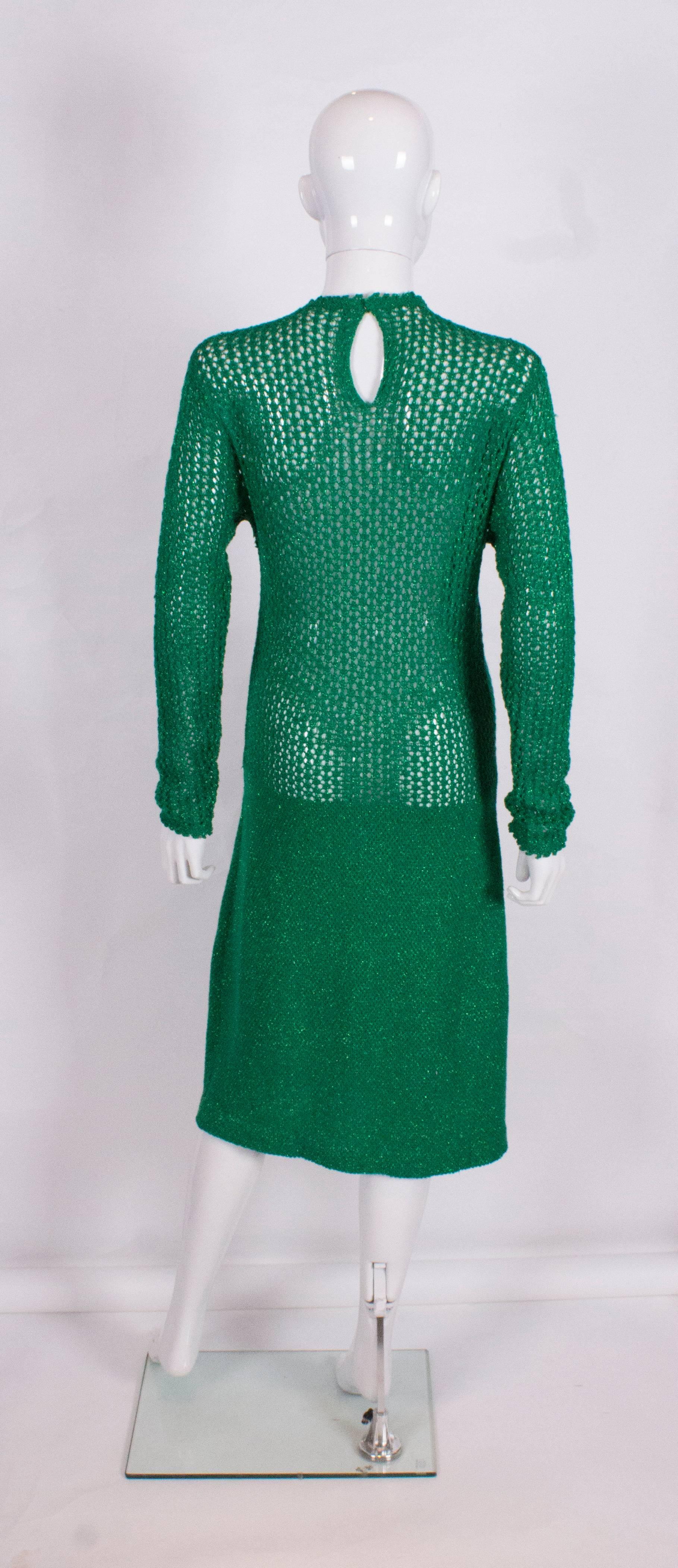 Women's A Sparkly Green Knitted Crochet Dress