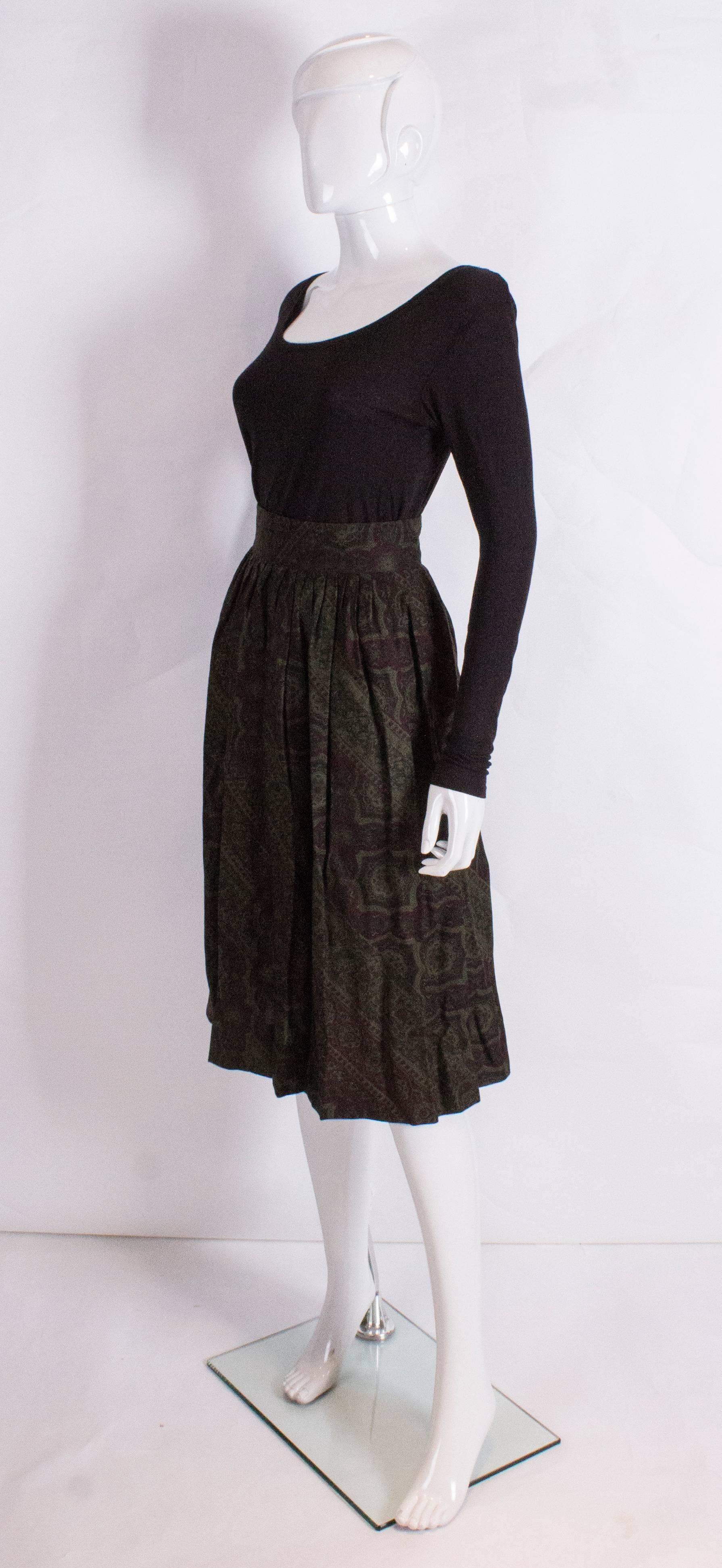Black Pancaldi Paisley Wool and Silk Skirt