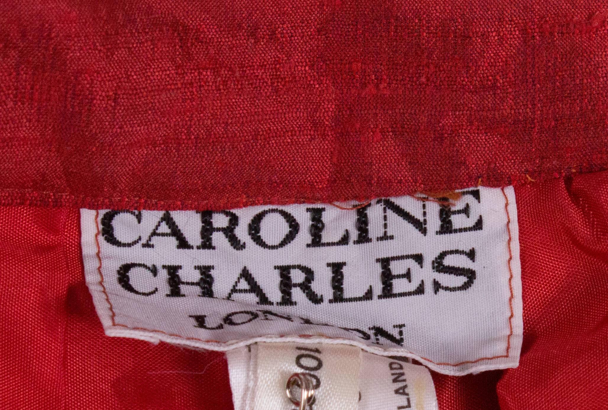 Caroline Charles Vintage Silk Red Skirt 2
