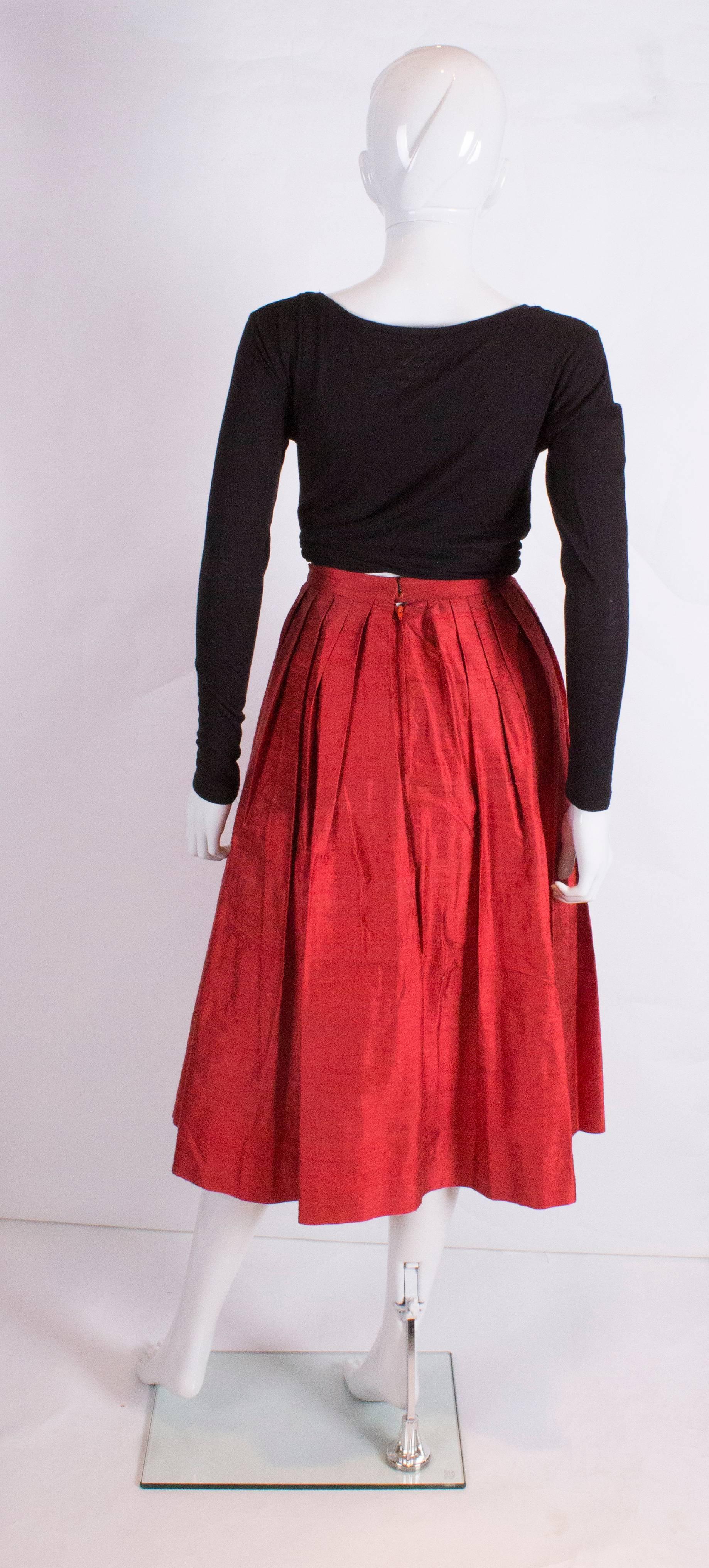 Caroline Charles Vintage Silk Red Skirt 1