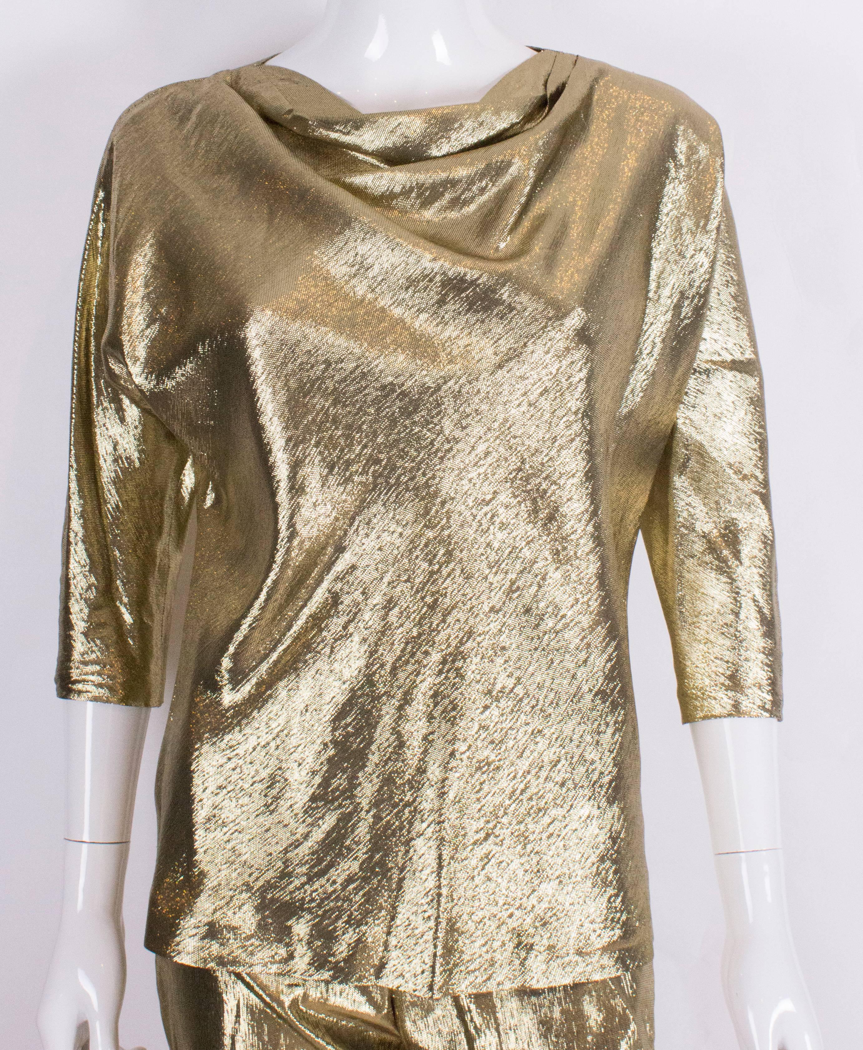 Gold Silk Pant Suit by Rich Bitch In Excellent Condition In London, GB