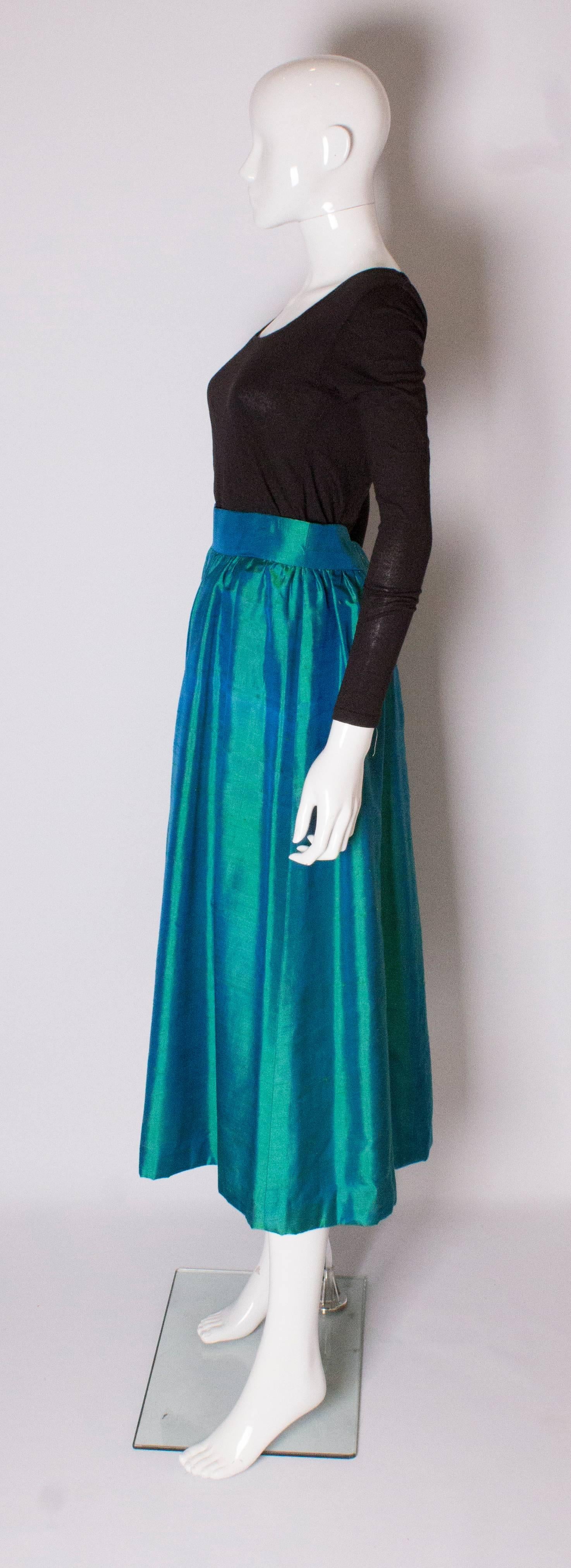 Women's or Men's Vintage Green Silk Skirt