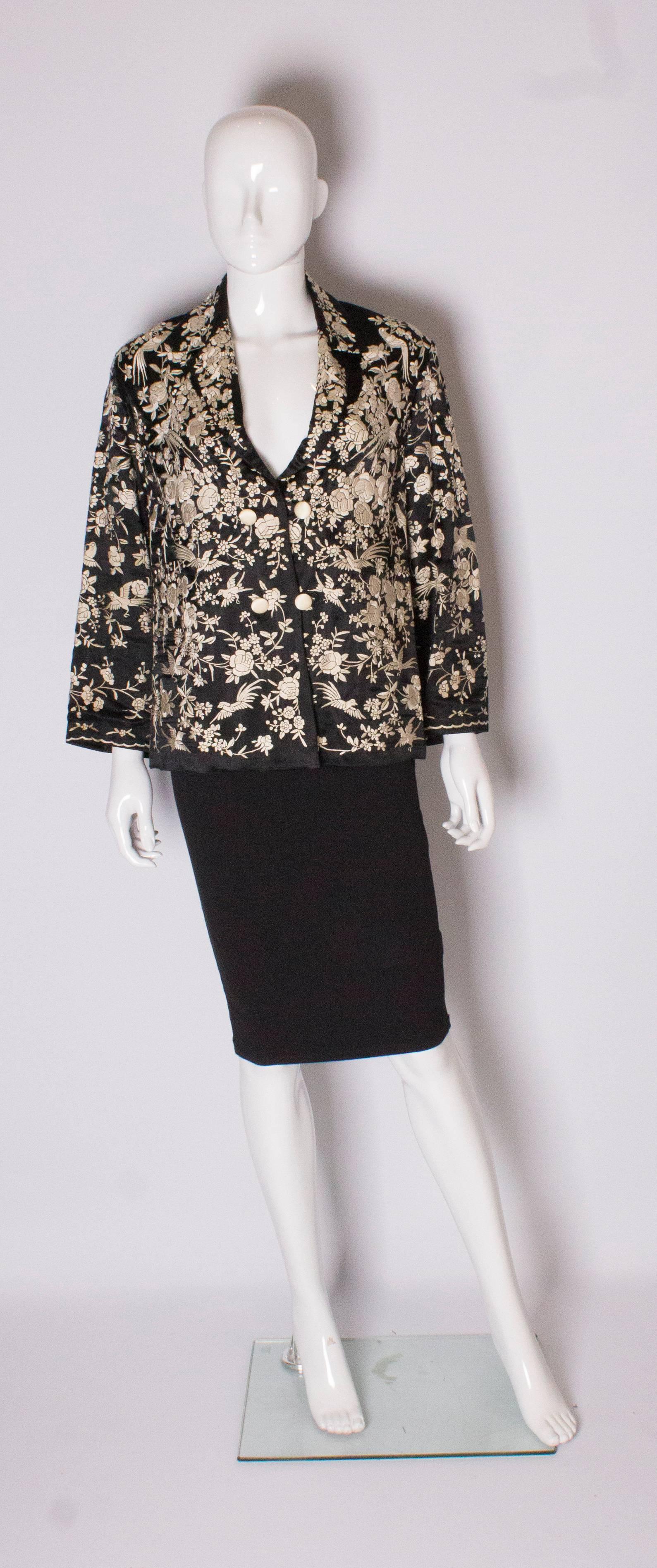 Black Chinese Silk Embroidered Jacket