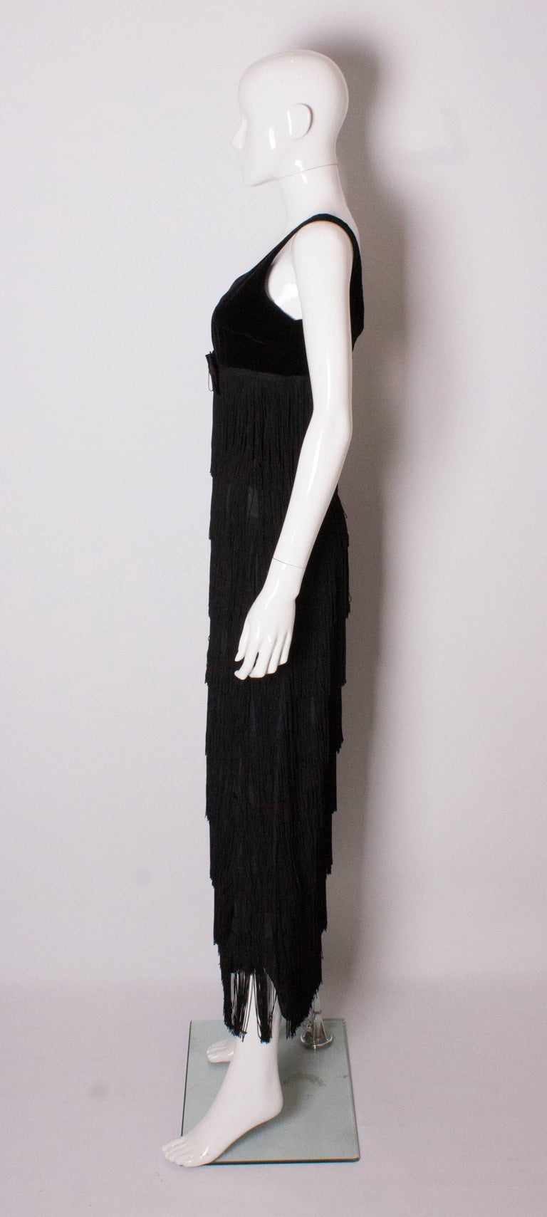Alquer of London Vintage Fringed Evening Gown For Sale at 1stDibs