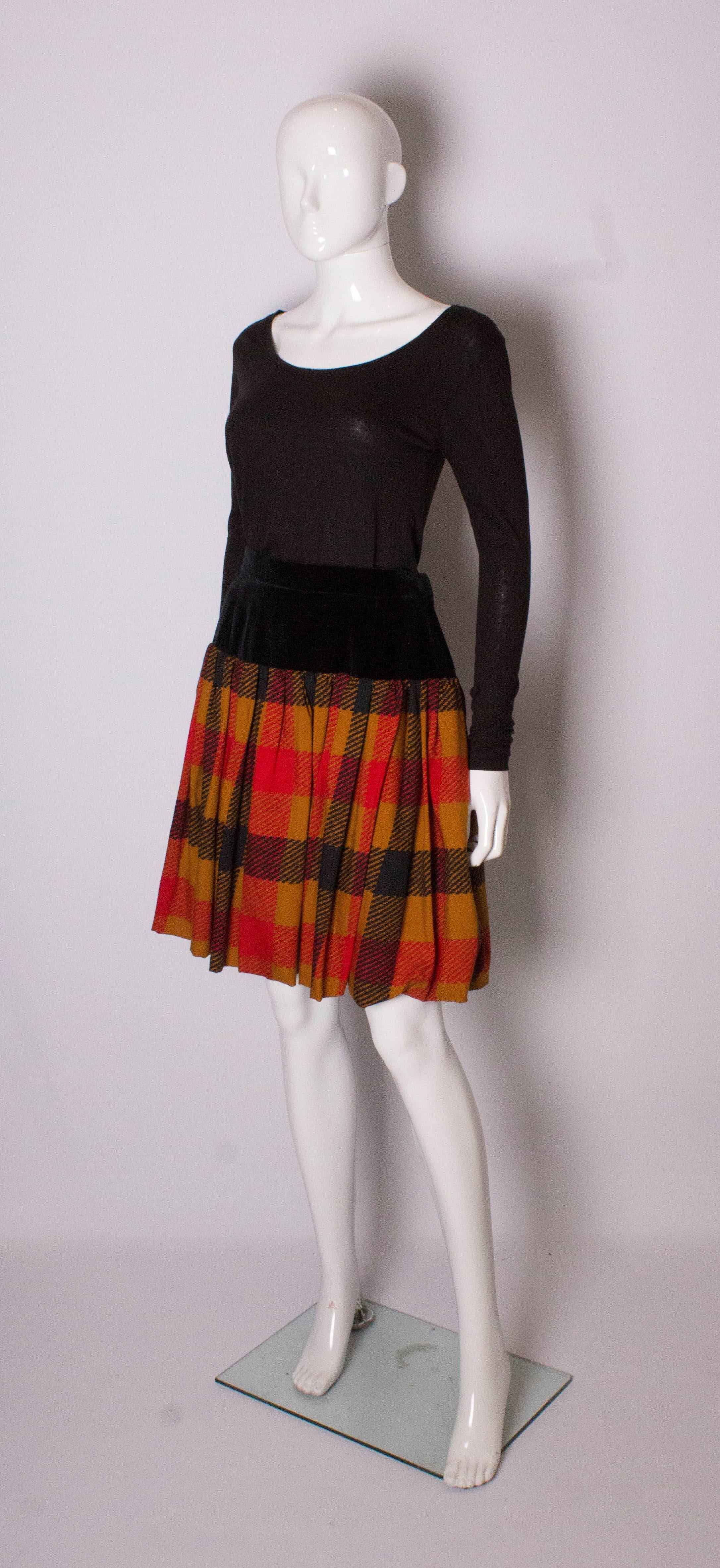 Brown Yves Saint  Laurent Velvet and Wool Skirt