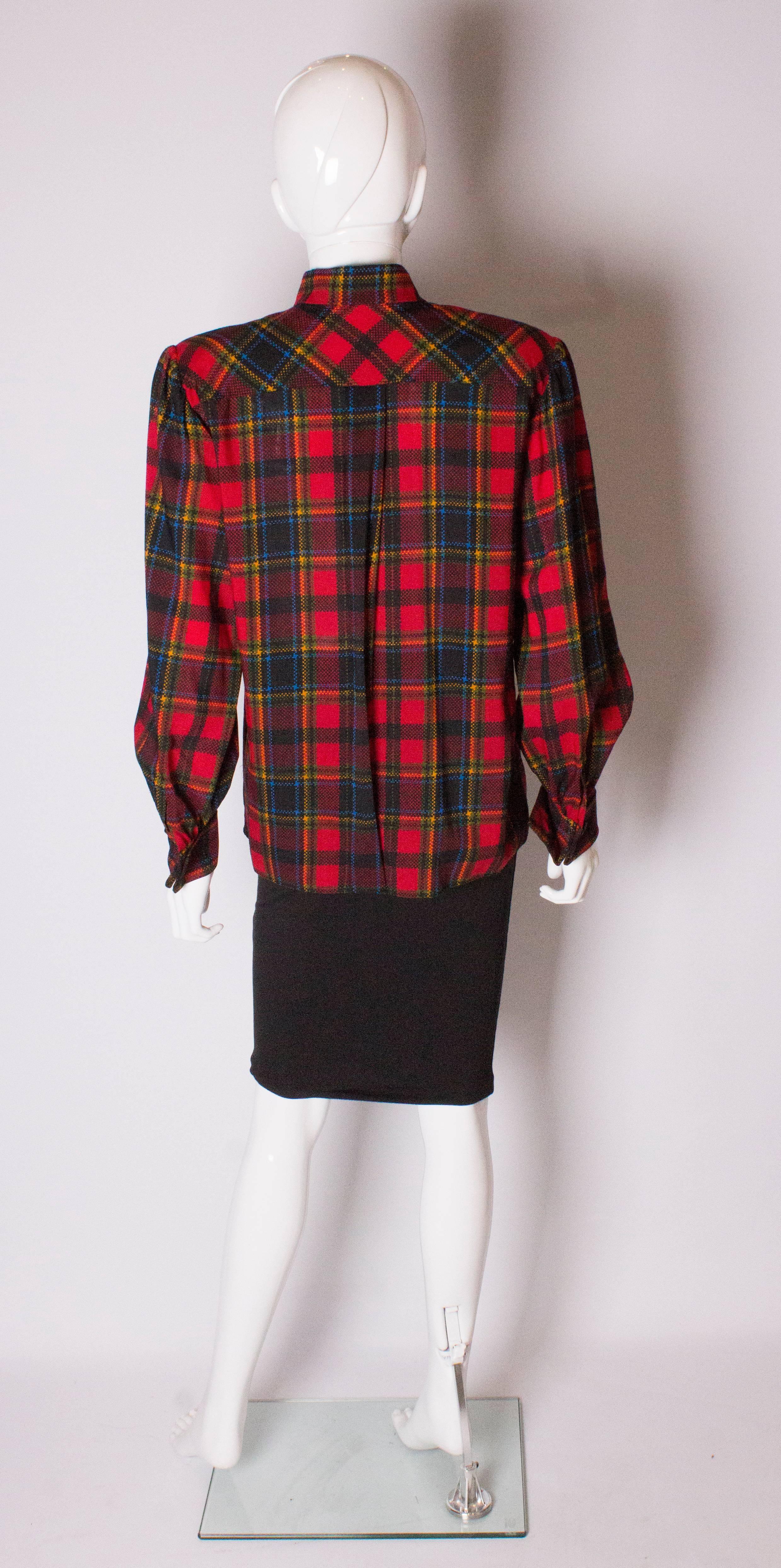 Yves Saint Laurent Red Check Blouse 1