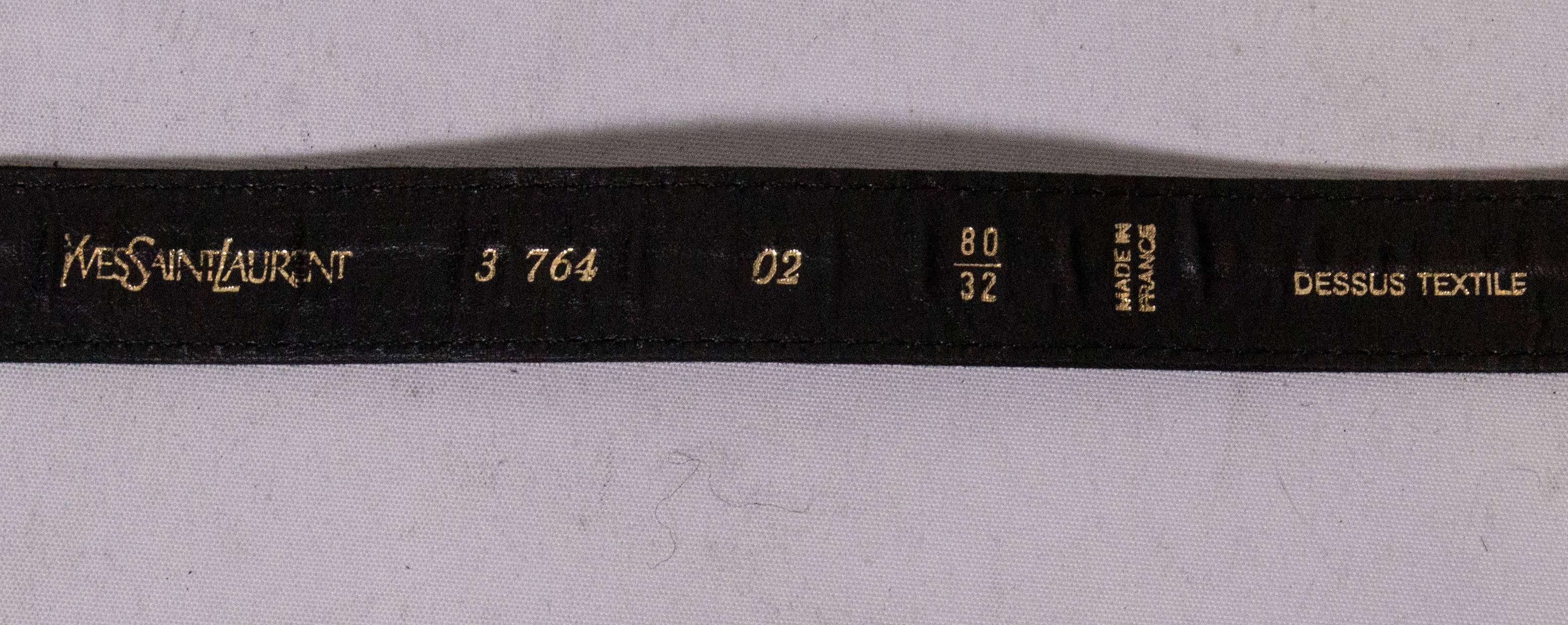 Yves Saint Laurent Black Satin Belt  In New Condition In London, GB