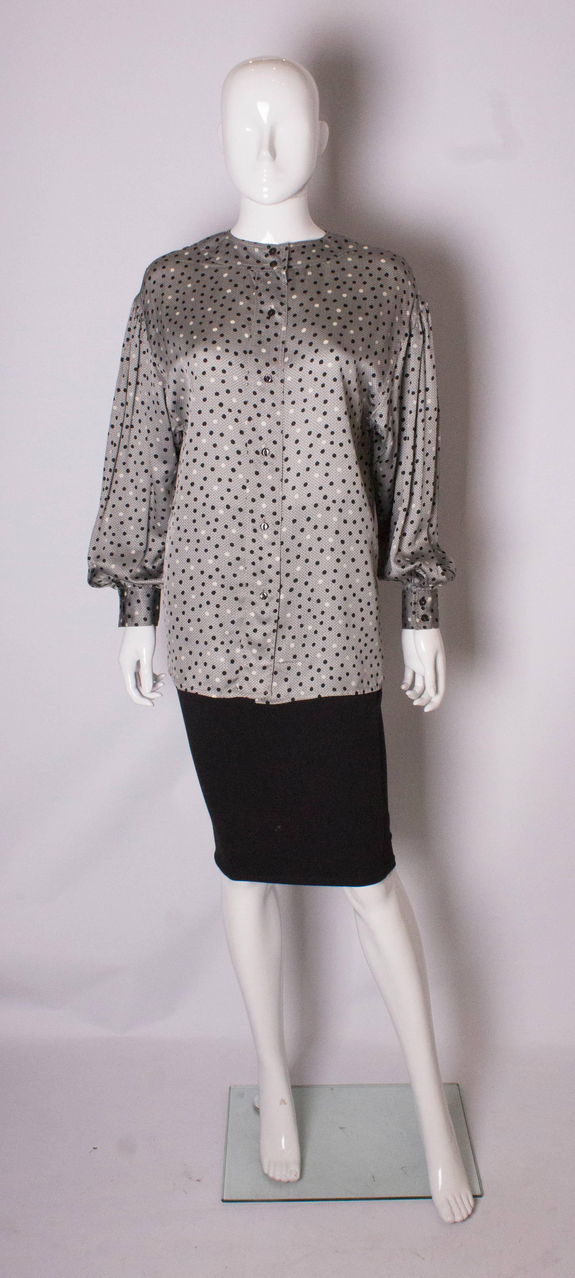 Gray Vintage Ferragamo Silk Blouse