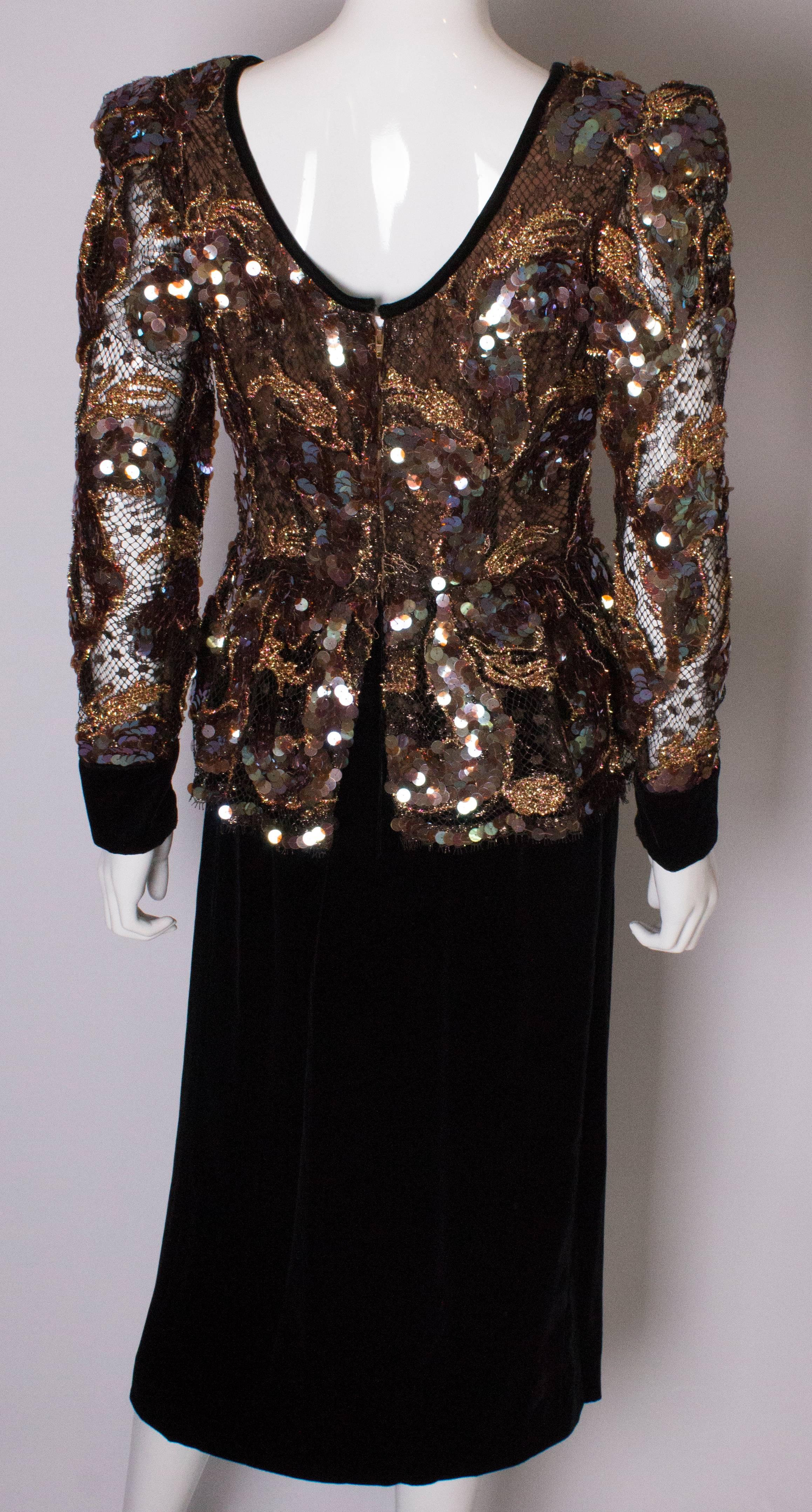 Chic Vintage Velvet and Sequin Dress 3