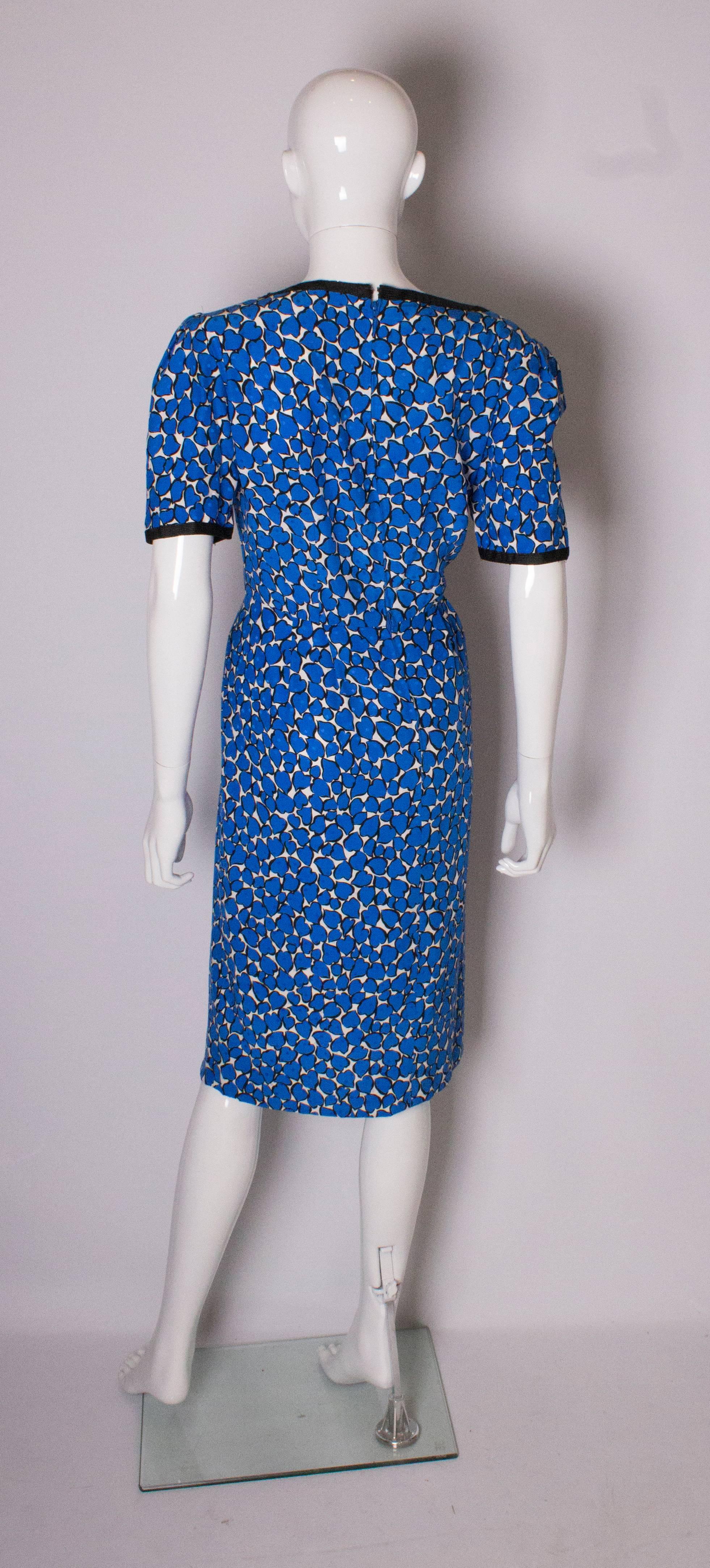 Blue and White Silk Dress by Donald Campbell In Excellent Condition In London, GB