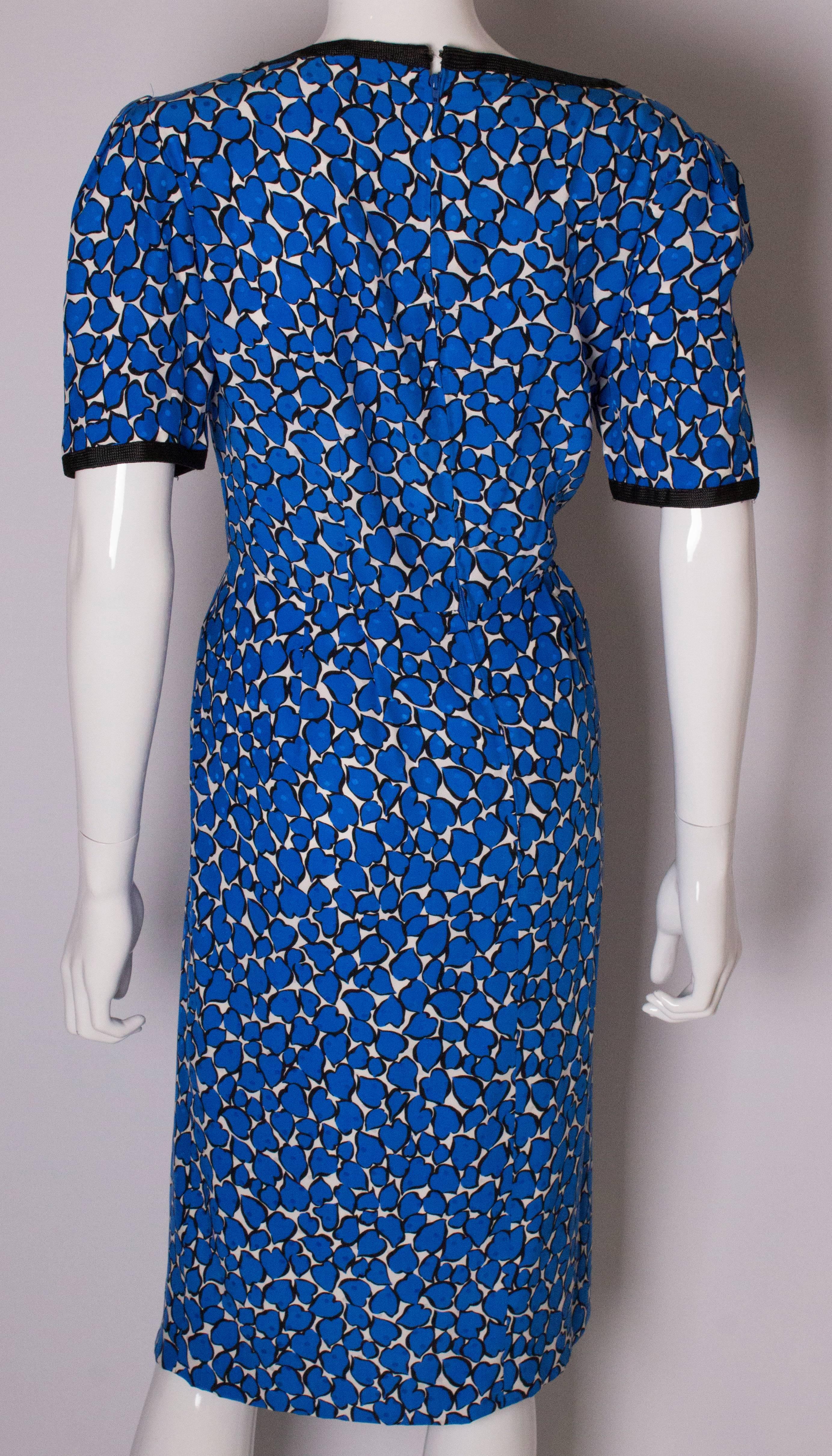Women's Blue and White Silk Dress by Donald Campbell