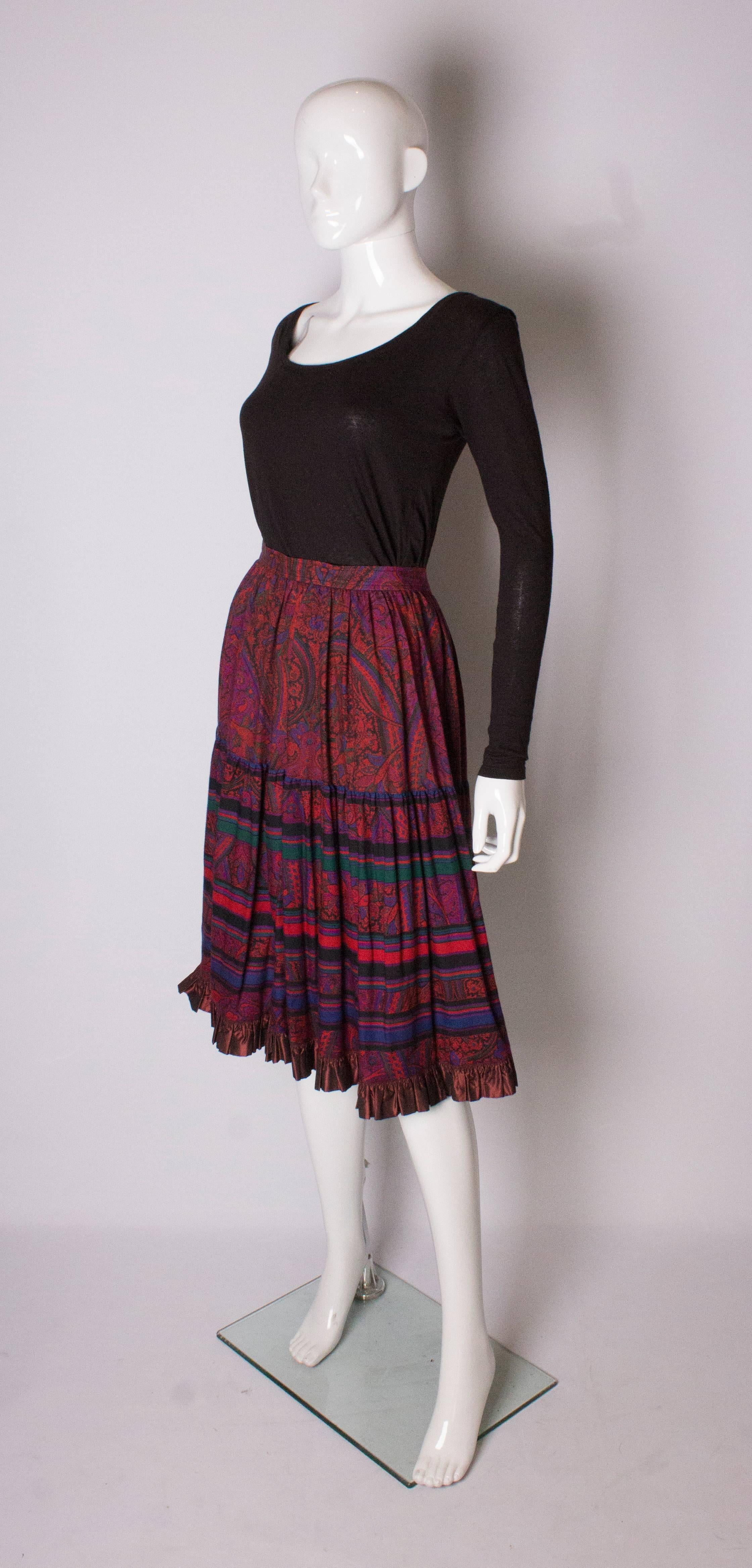 Black Yves saint Laurent Rive Gauche  Paisley Print  Skirt