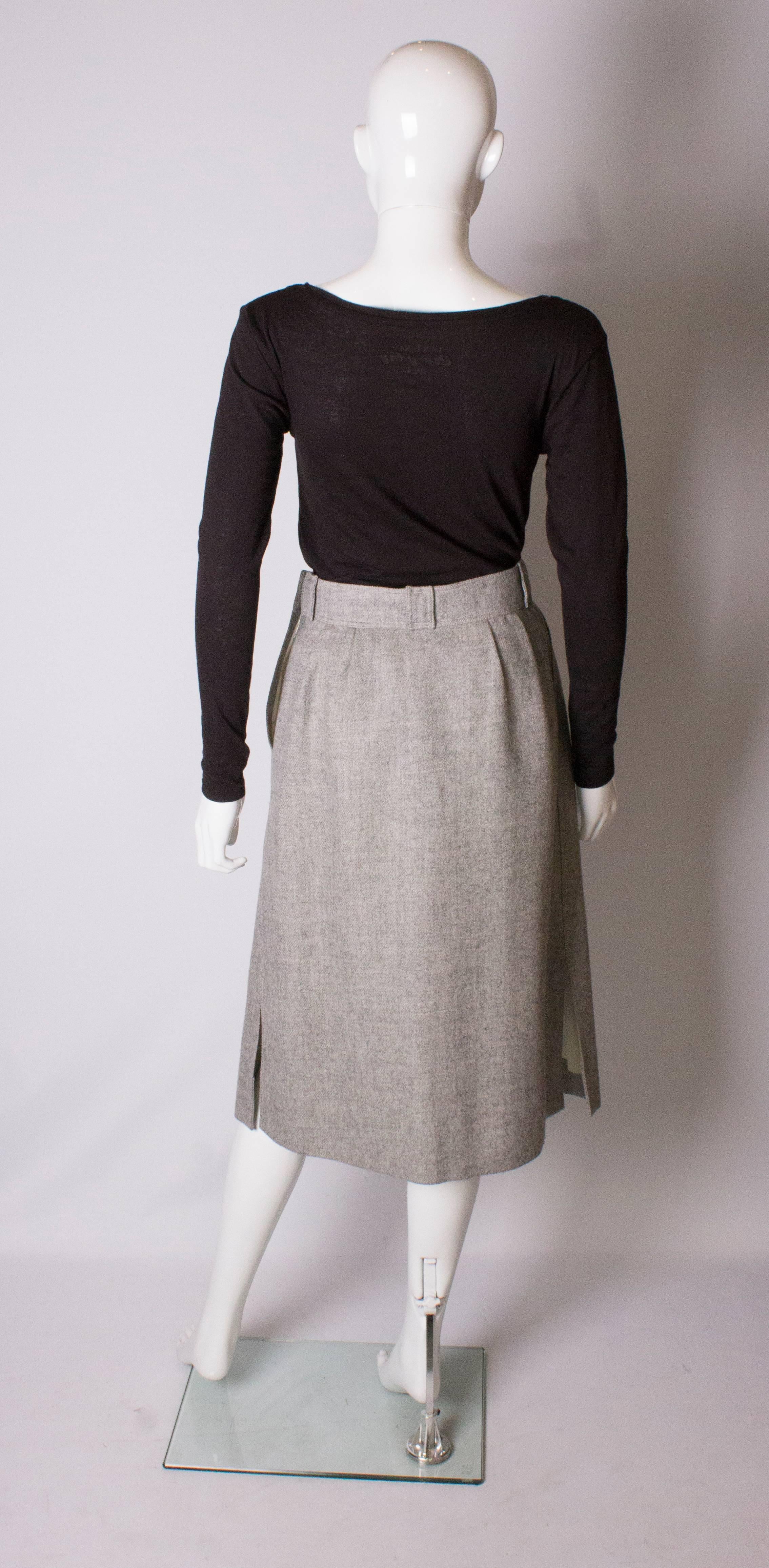 Courreges Vintage grey wool Skirt 2