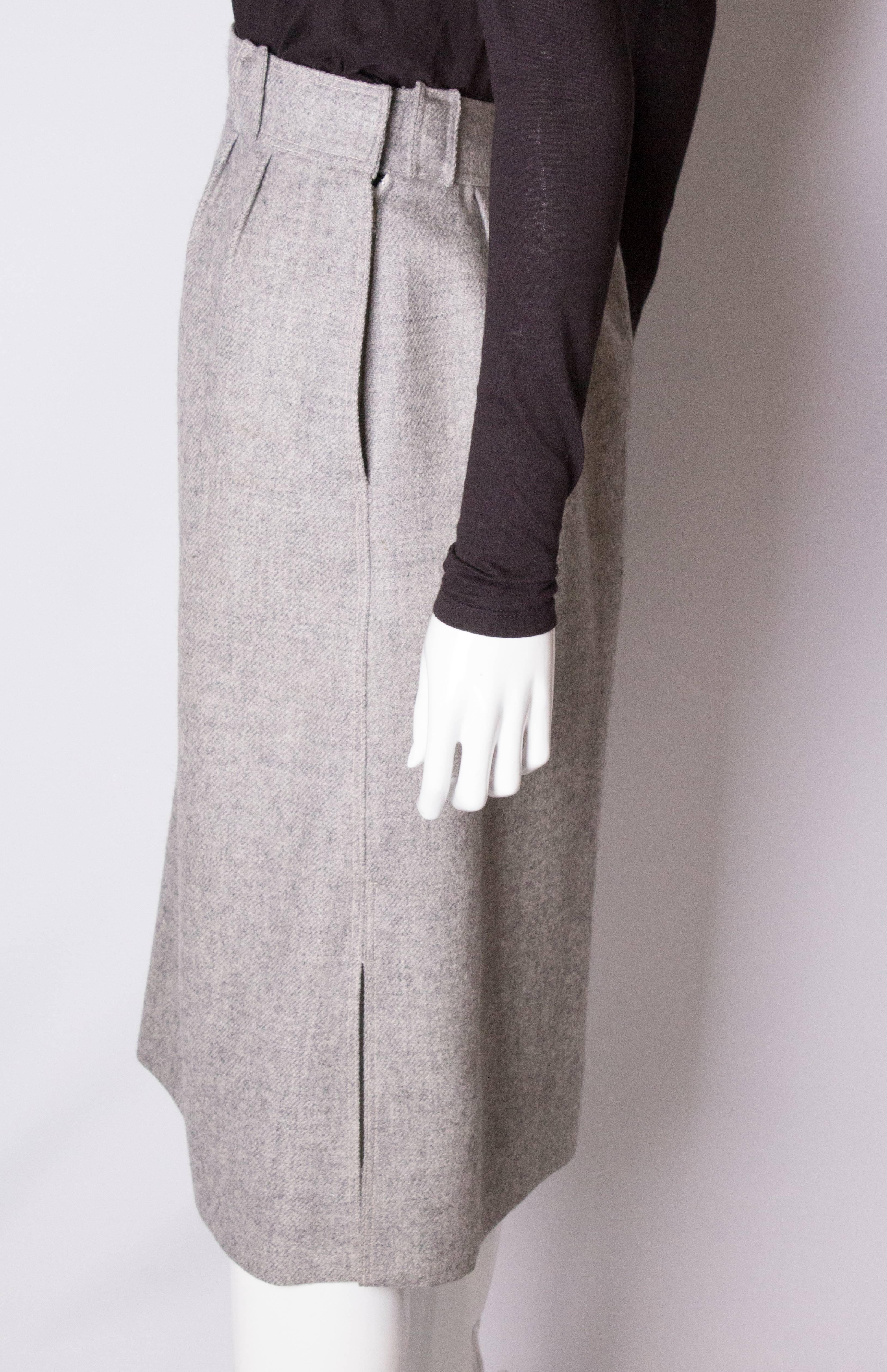 Courreges Vintage grey wool Skirt 1