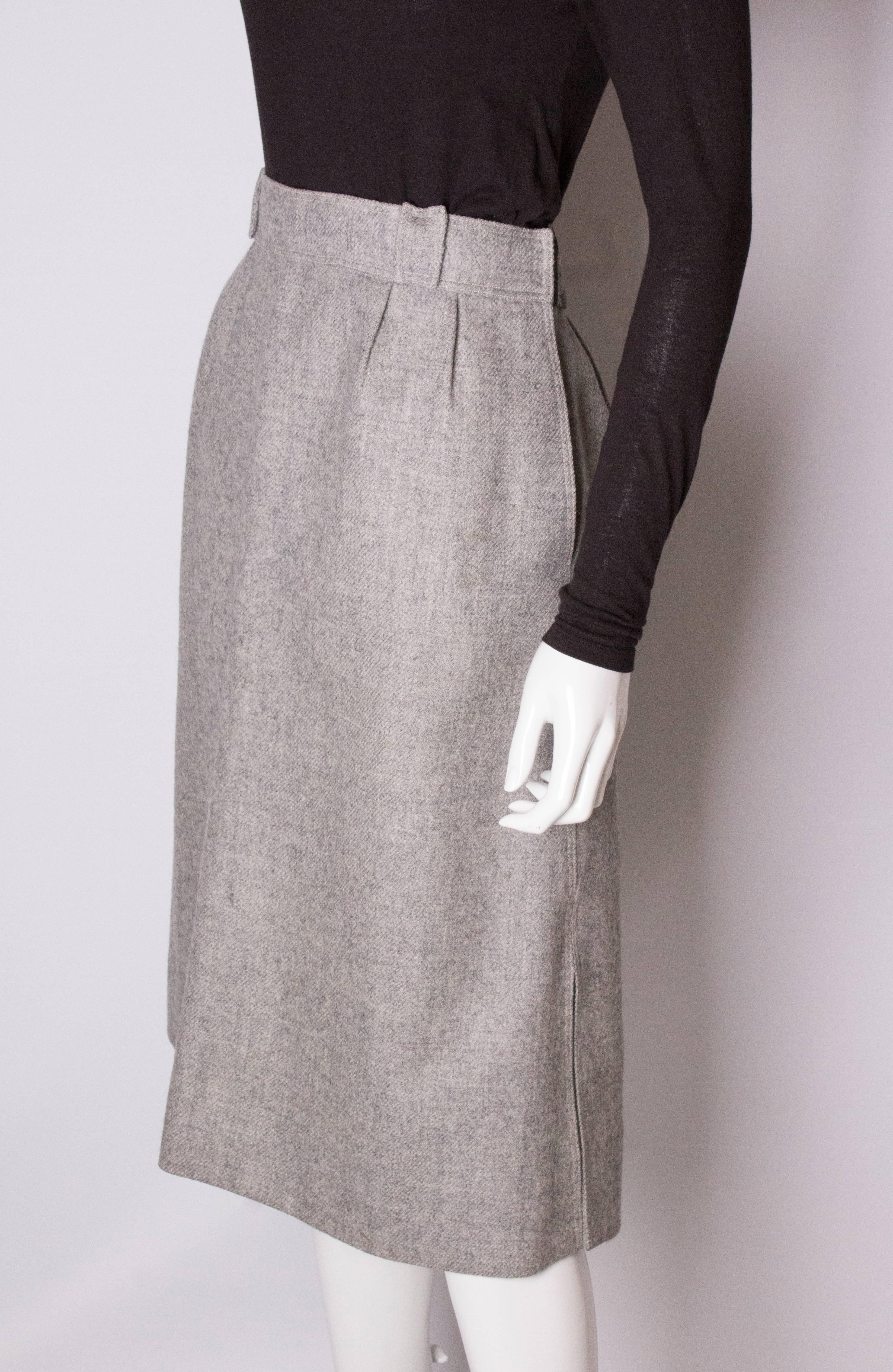 Courreges Vintage grey wool Skirt In Good Condition In London, GB
