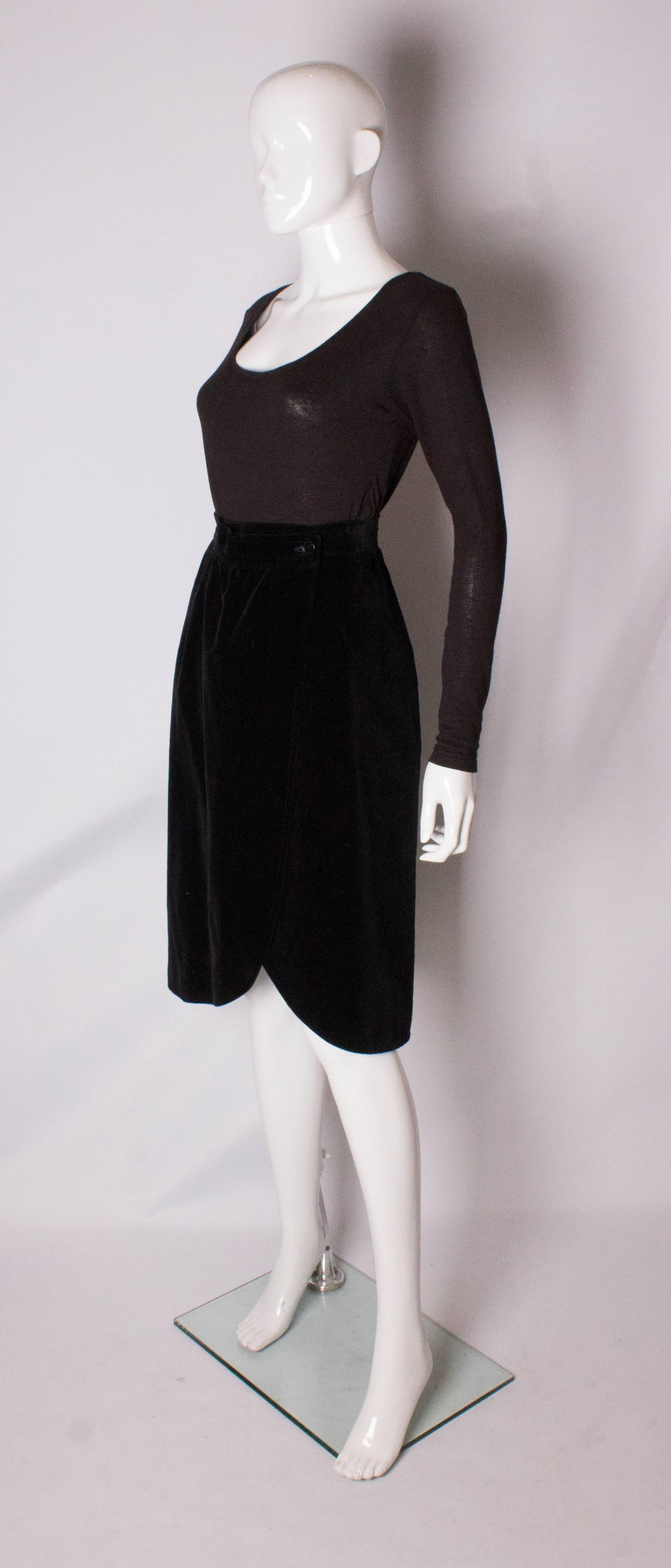 Black Yves Saint Laurent Vintage Velvet Skirt