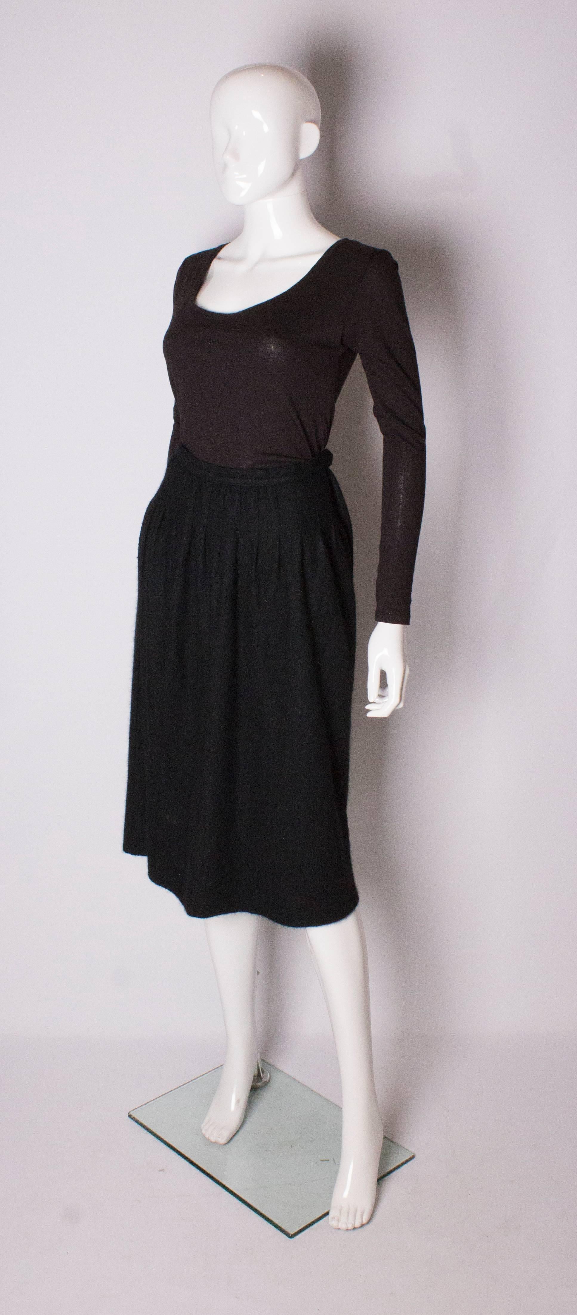 Black Yves Saint Laurent Vintage Rive Gauche Cashmere Skirt