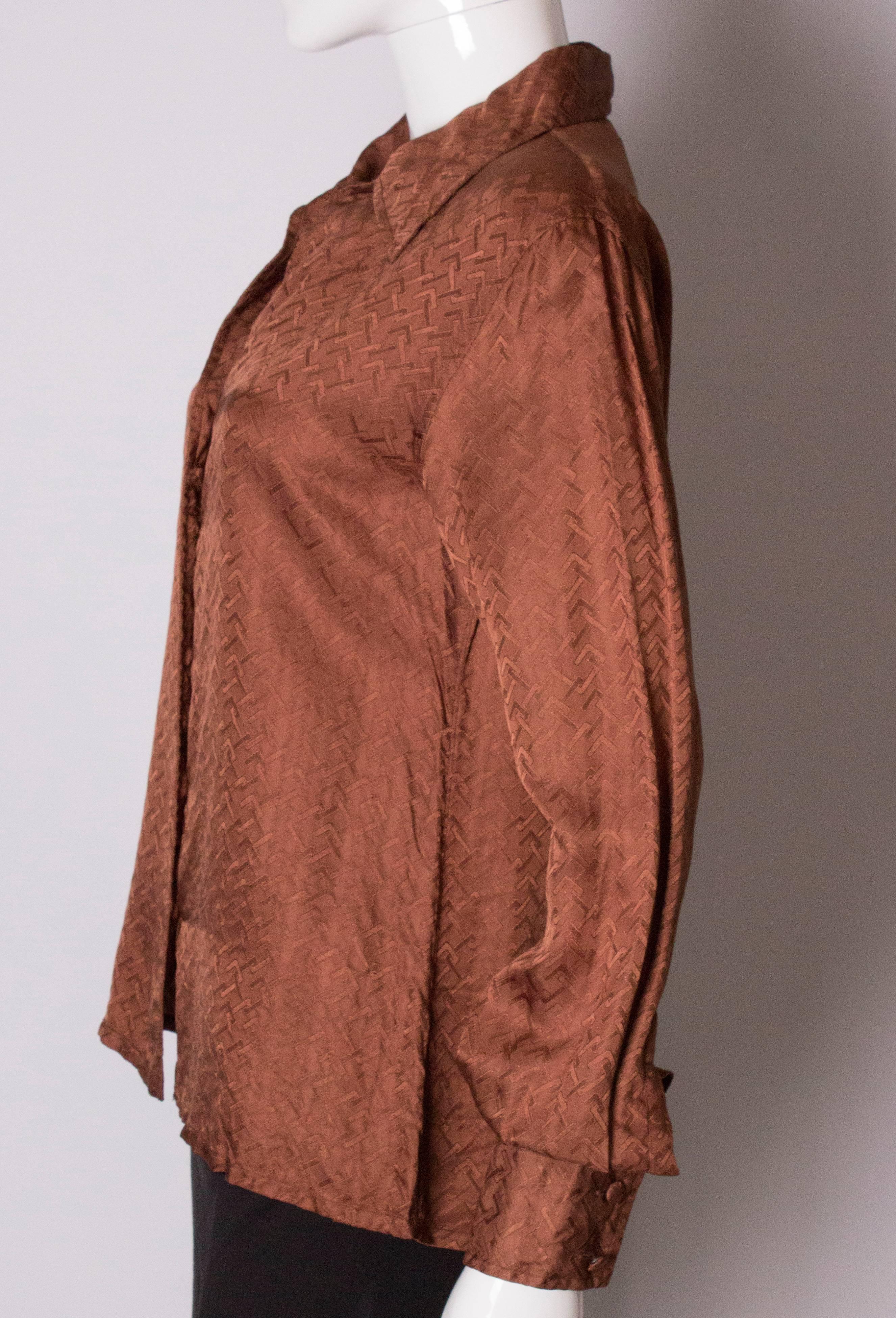 Brown Vintage Gucci Silk Shirt