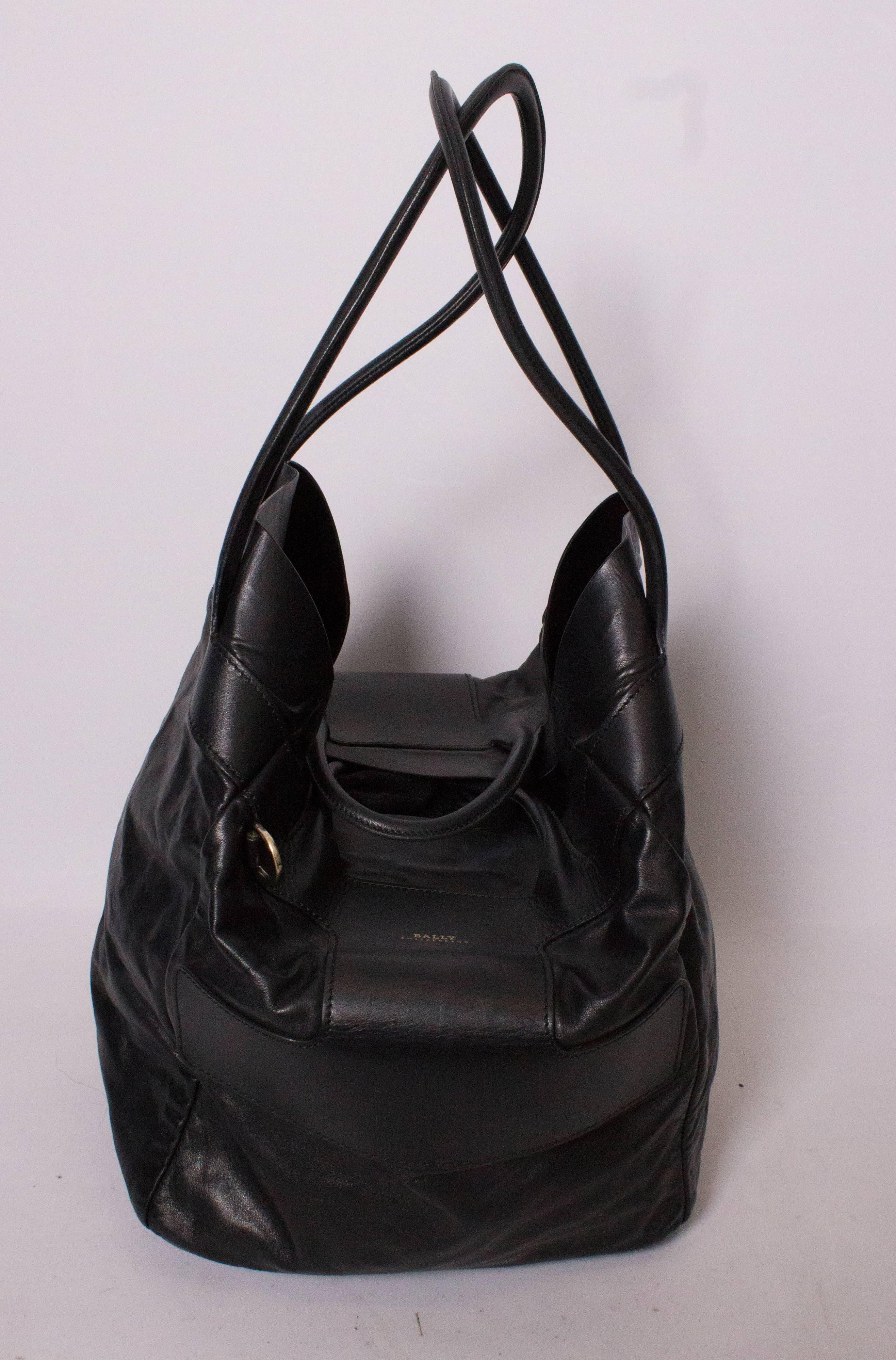 Women's Bally Black Leather Bucket Bag