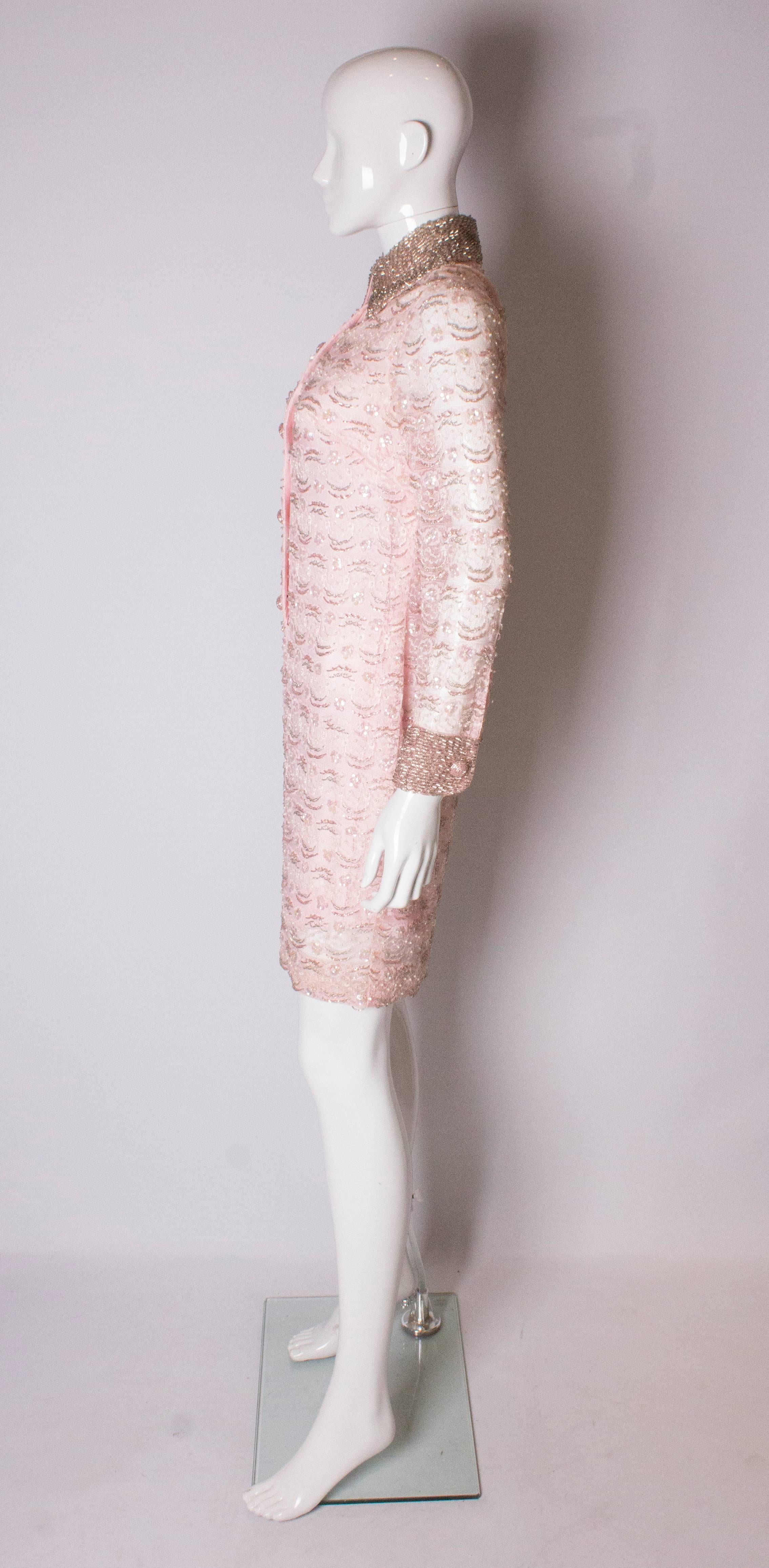 Pink Lace and Bead Vintage Shirtdress 1