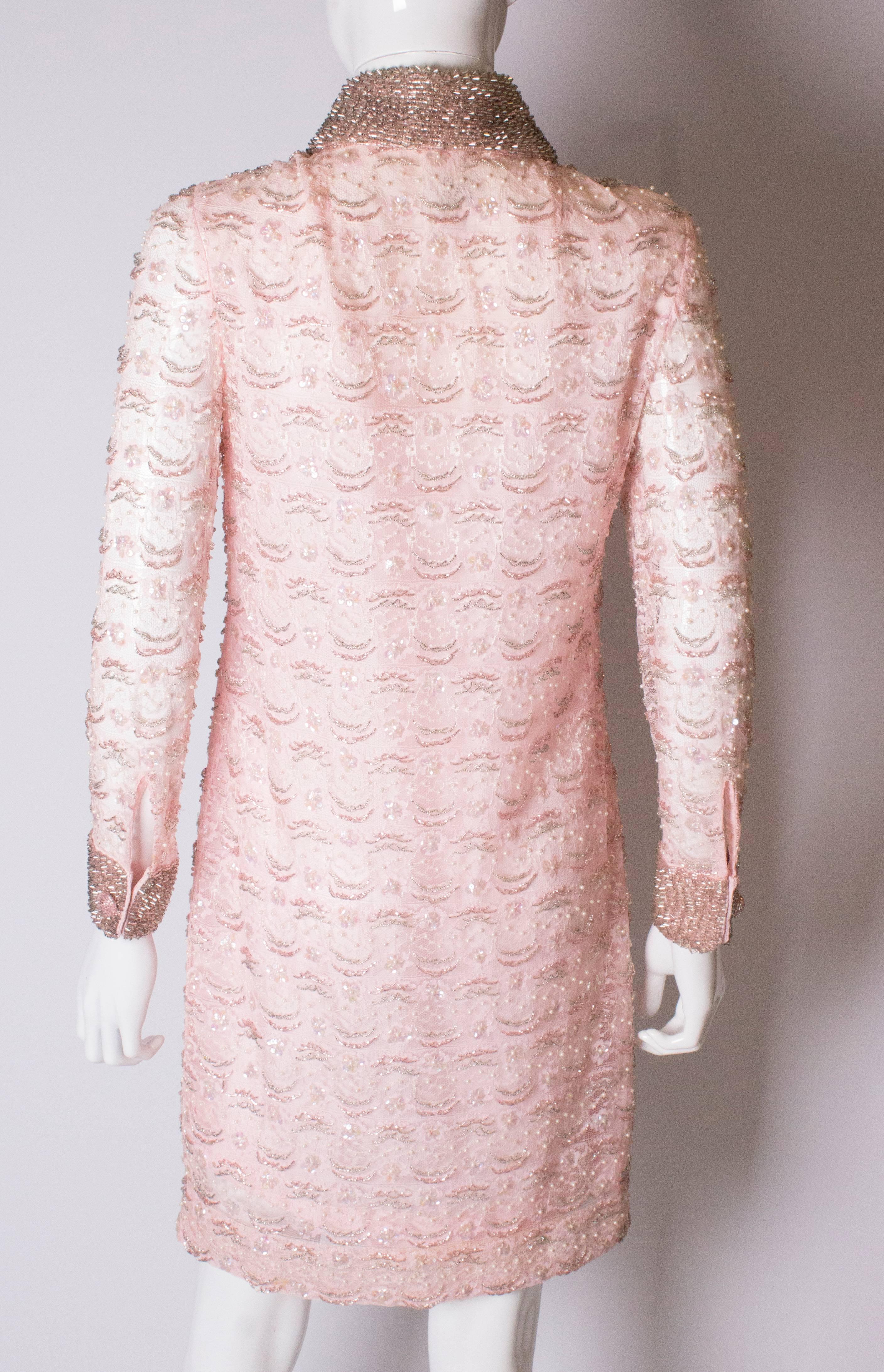 Pink Lace and Bead Vintage Shirtdress 4