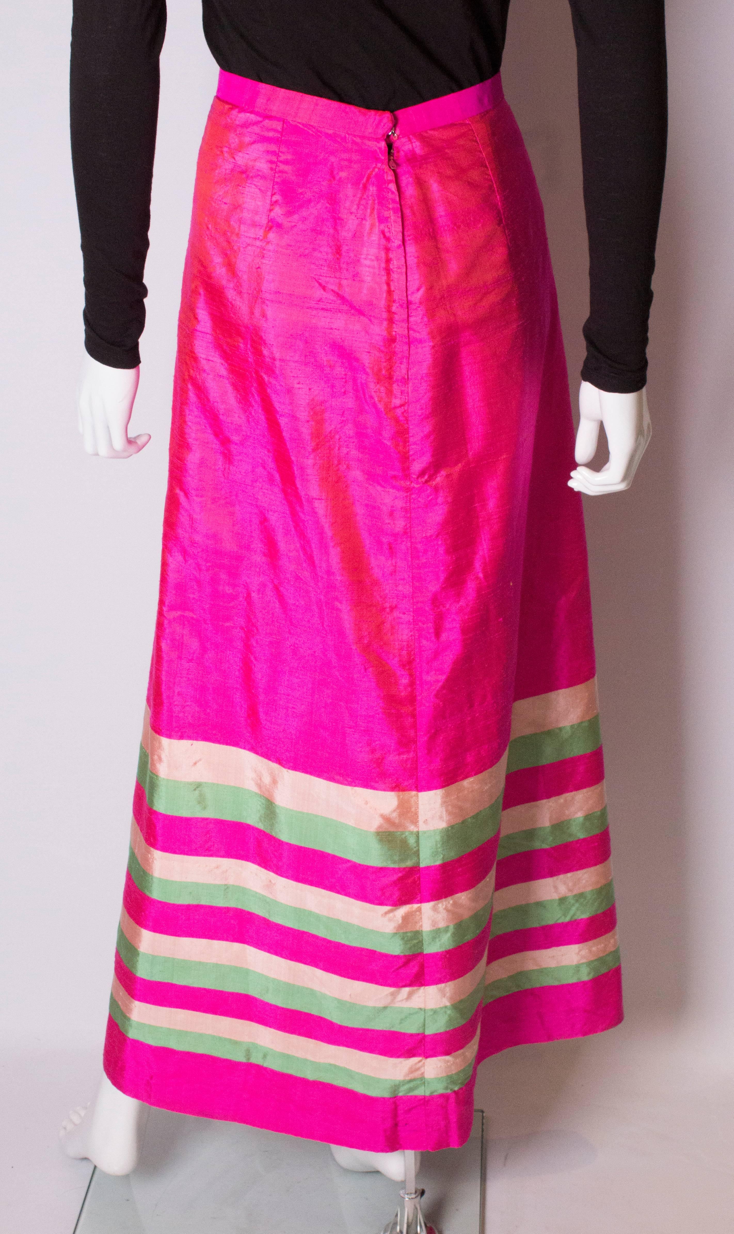 Women's Vintage Pink Silk Skirt