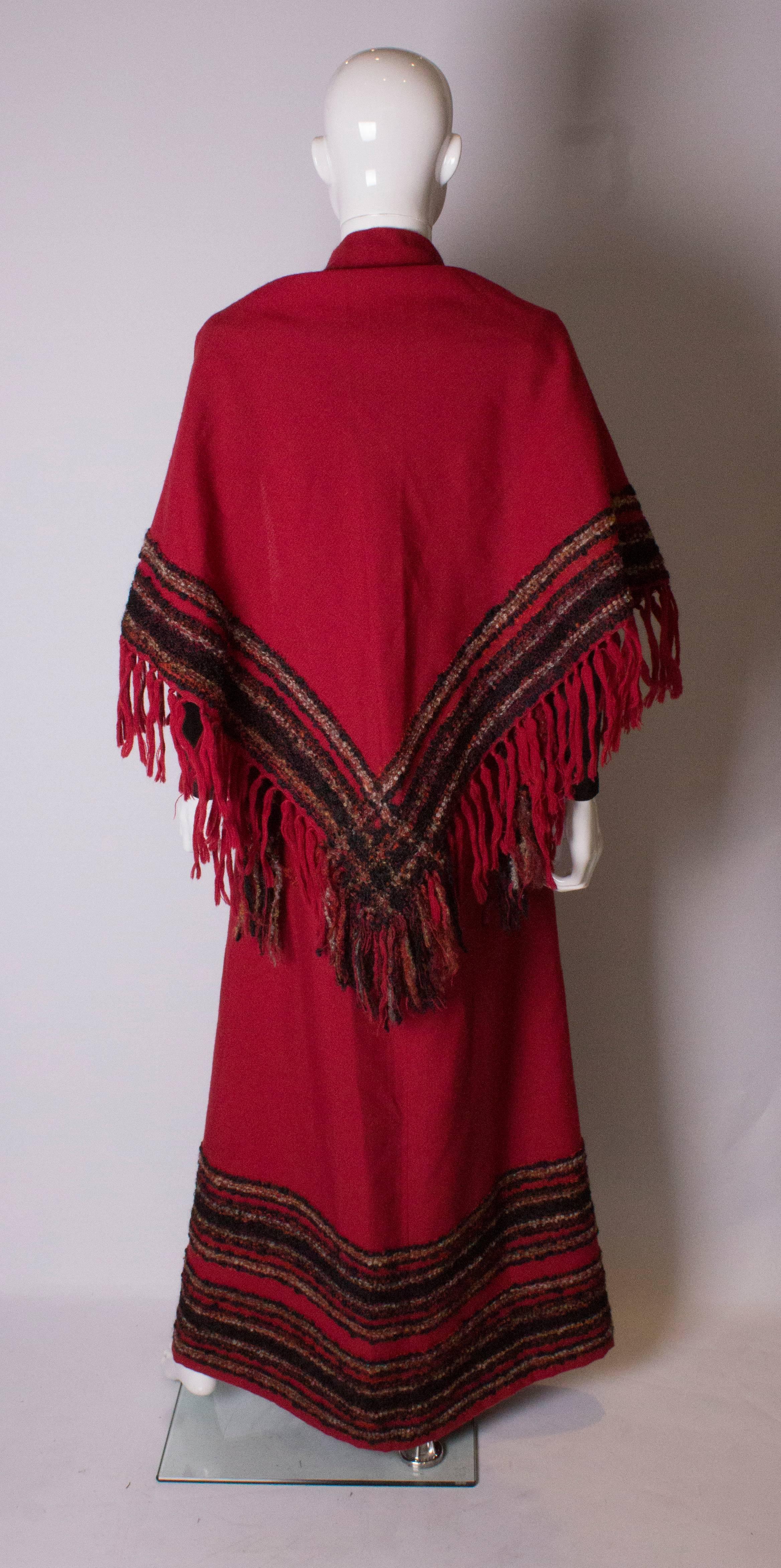 Vintage Red Wool Skirt with Matching Shawl 1