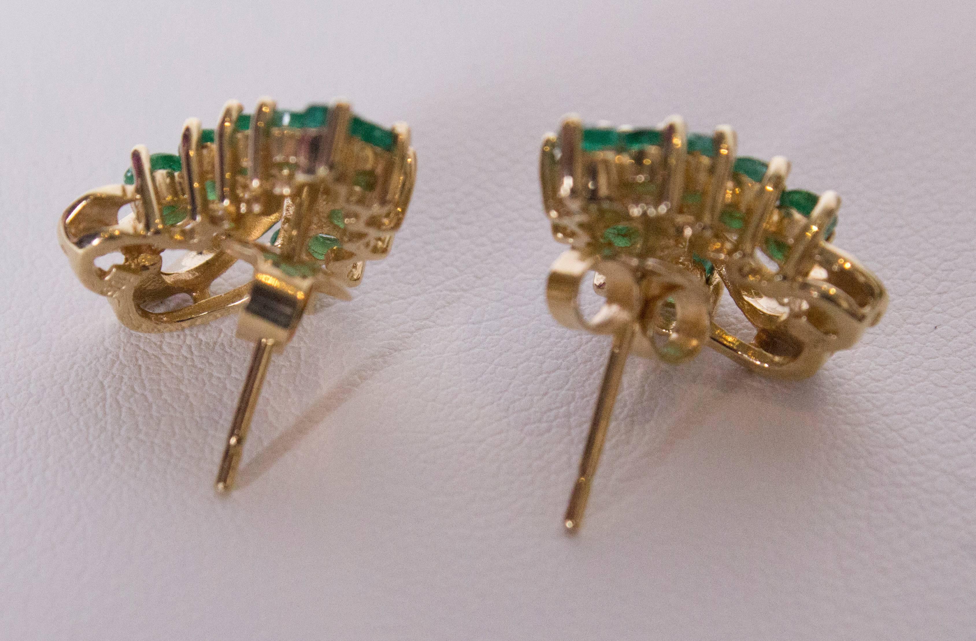 Artisan Emerald and Gold Earrings for Pierced Ears