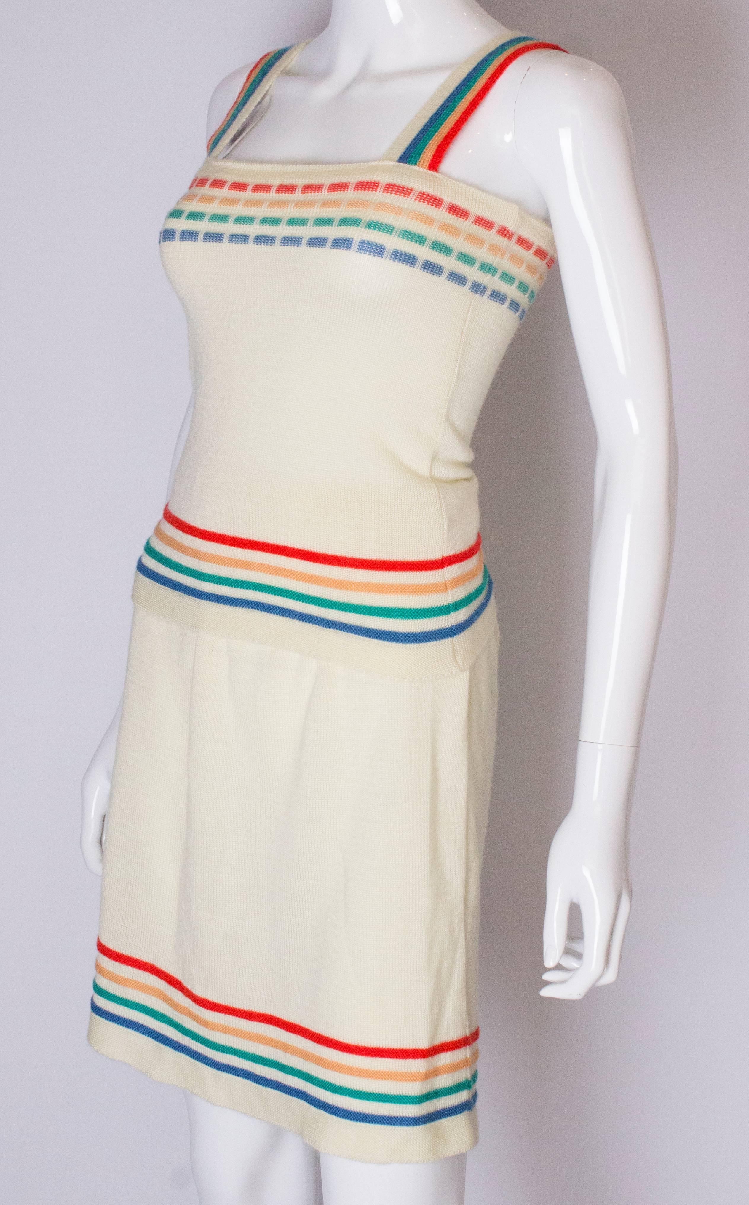  A Vintage 1960s rainbow knitted two piece a skirt and top  In Excellent Condition In London, GB