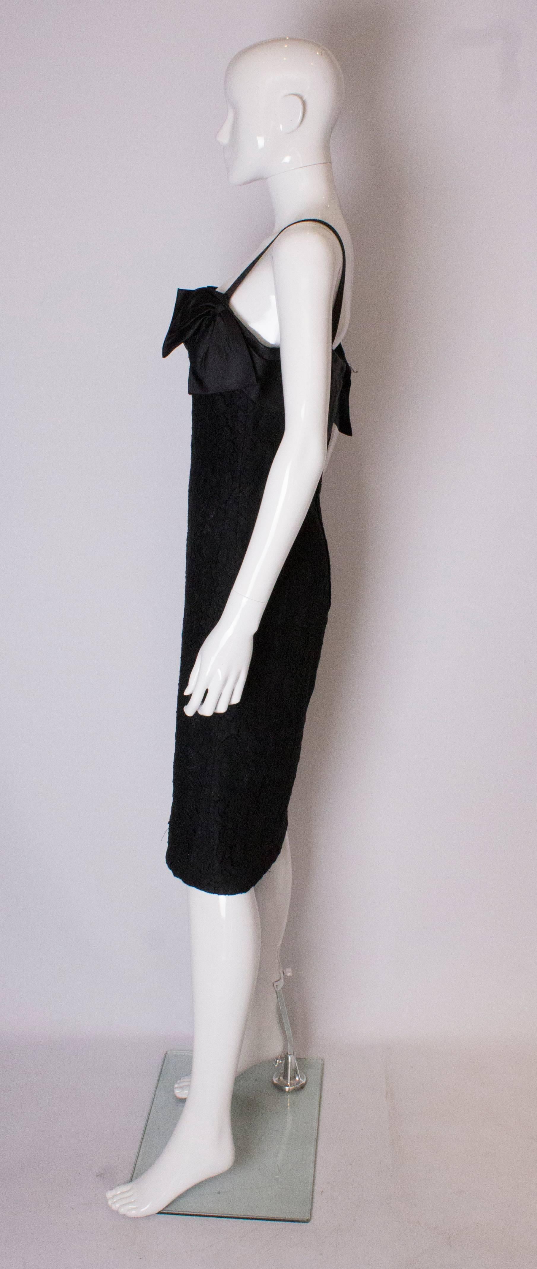 A Vintage 1960s chic Black heavy Lace Cocktail Dress For Sale at ...