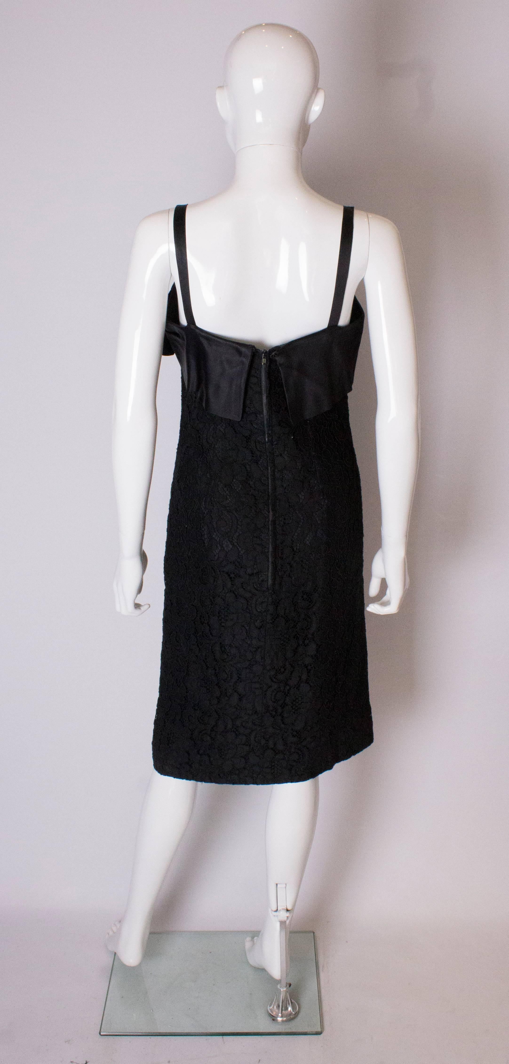 A Vintage 1960s chic Black heavy Lace Cocktail Dress For Sale 3