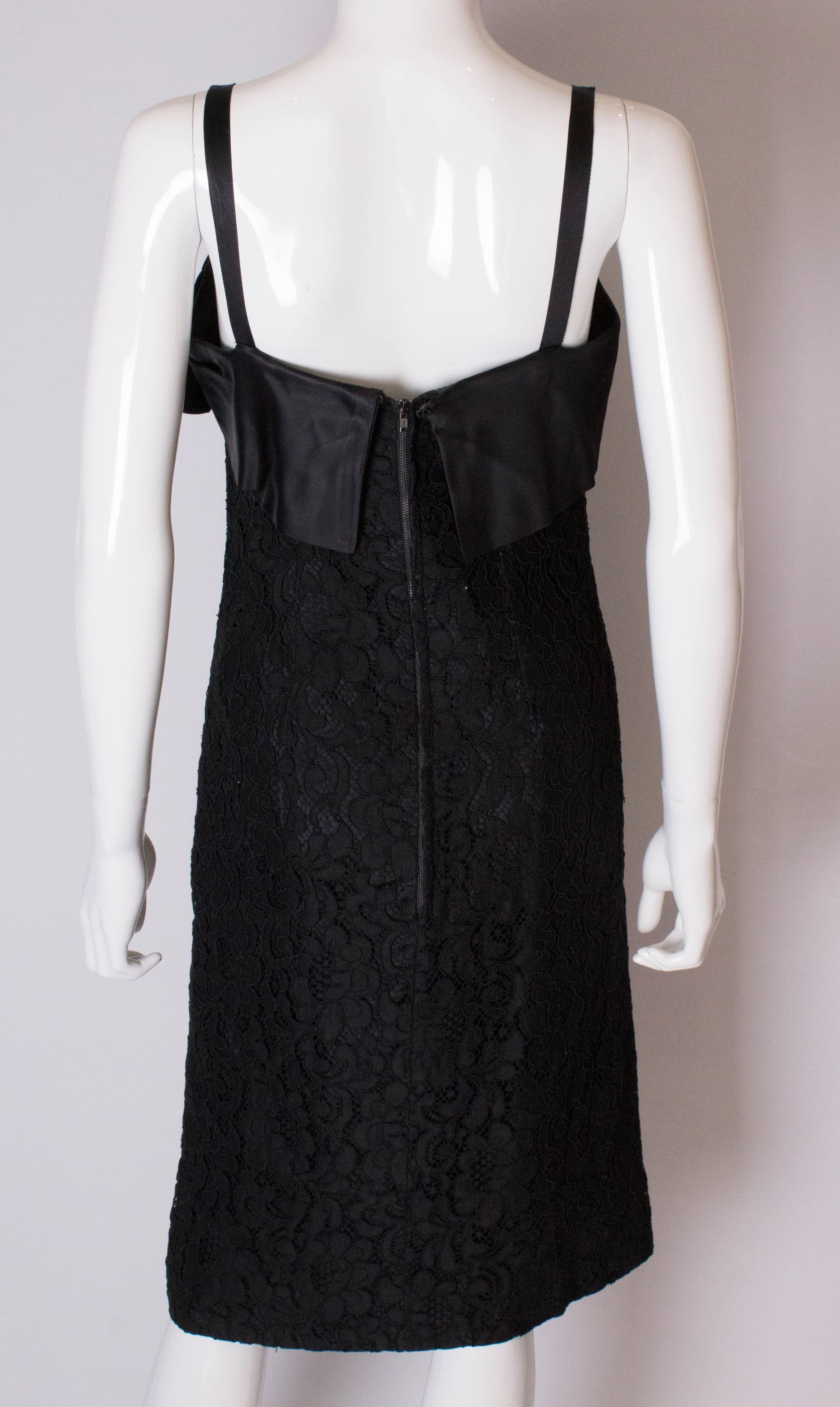 A Vintage 1960s chic Black heavy Lace Cocktail Dress For Sale 4