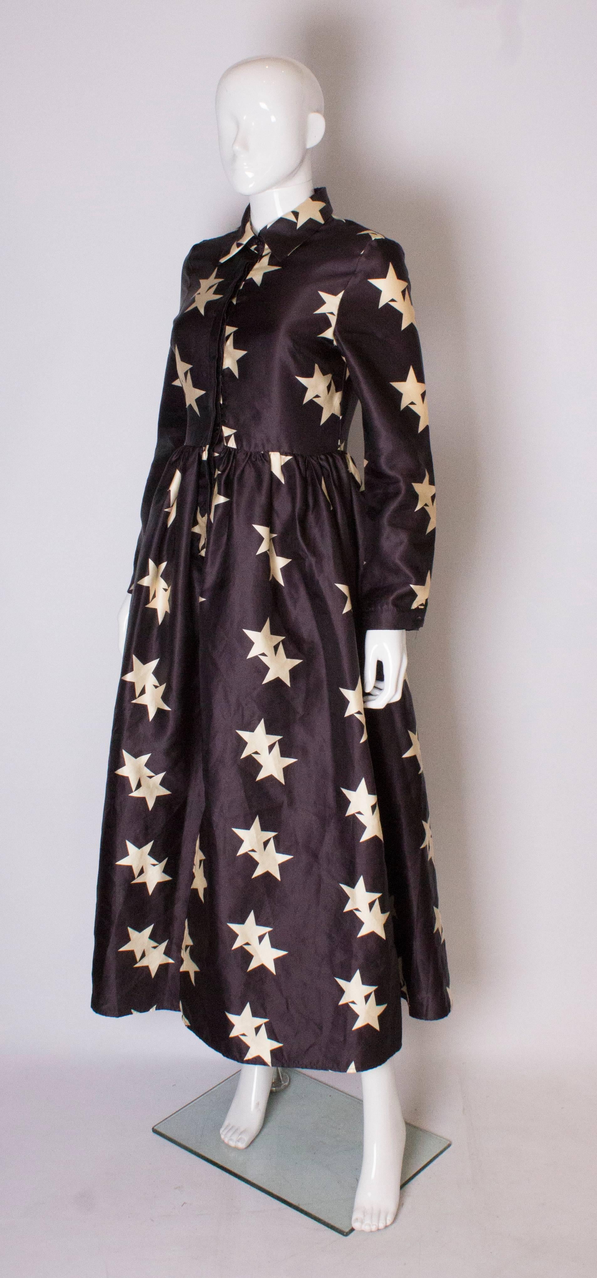 Black Vintage Star Print Shirt Dress