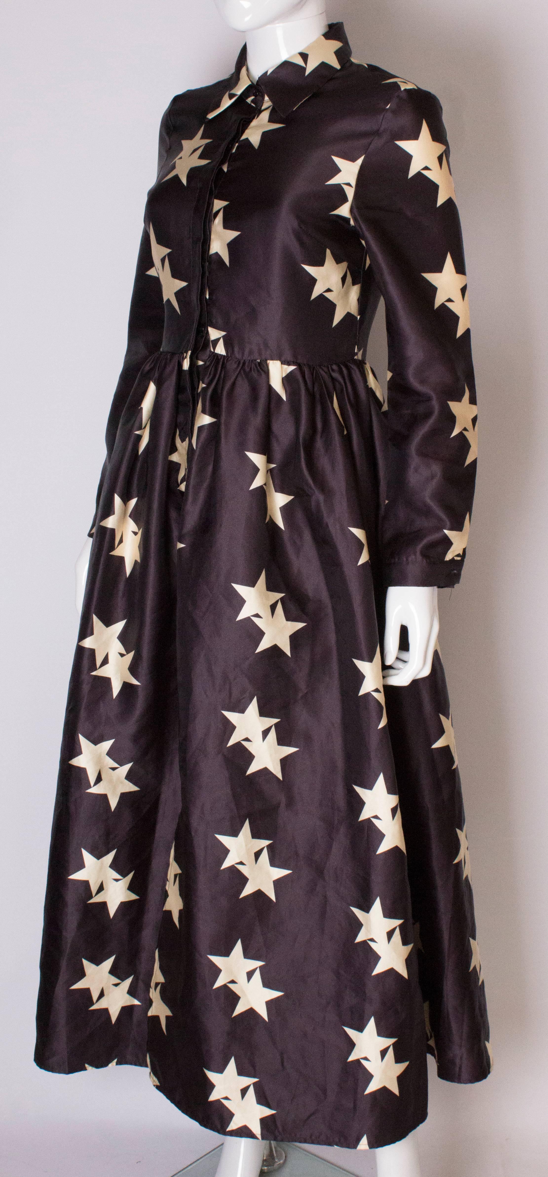 Vintage Star Print Shirt Dress In Good Condition In London, GB