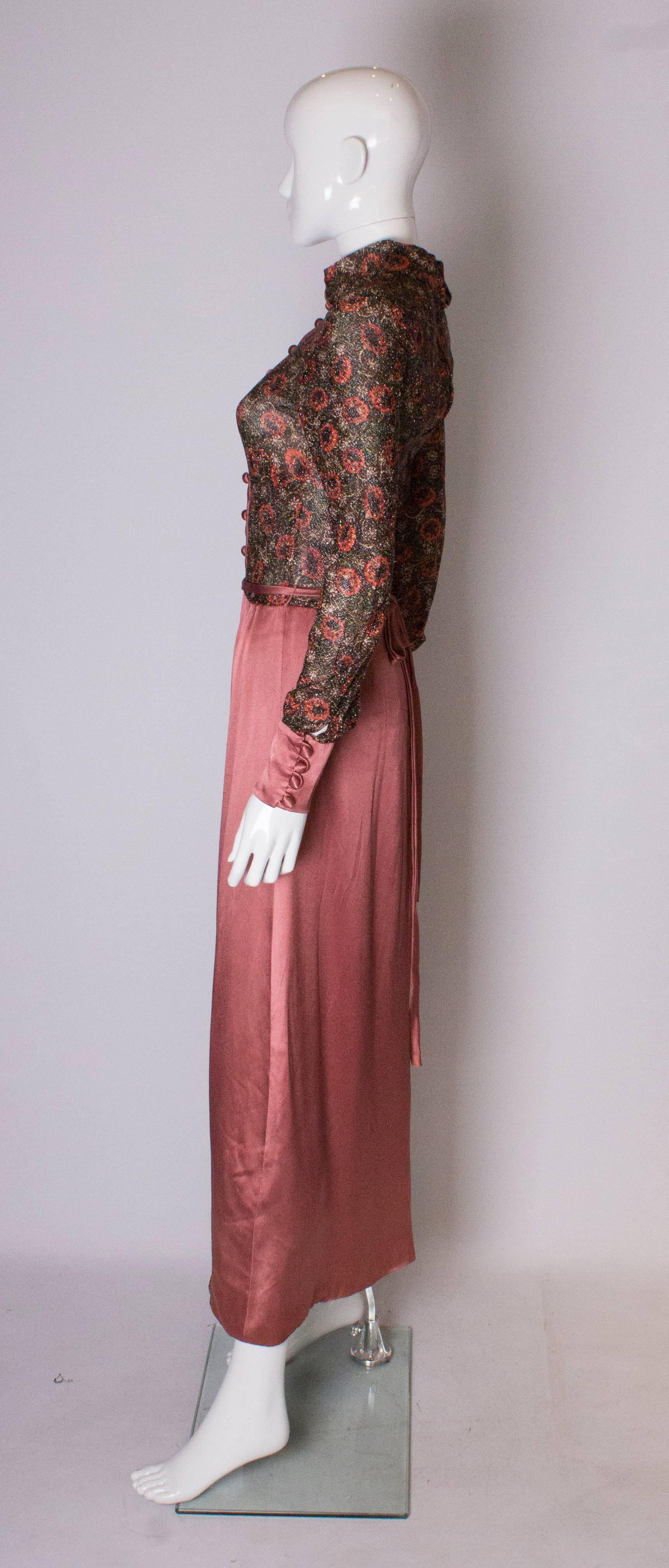 A Vintage 1970s floral lurex evening gown by Jean Varon 1