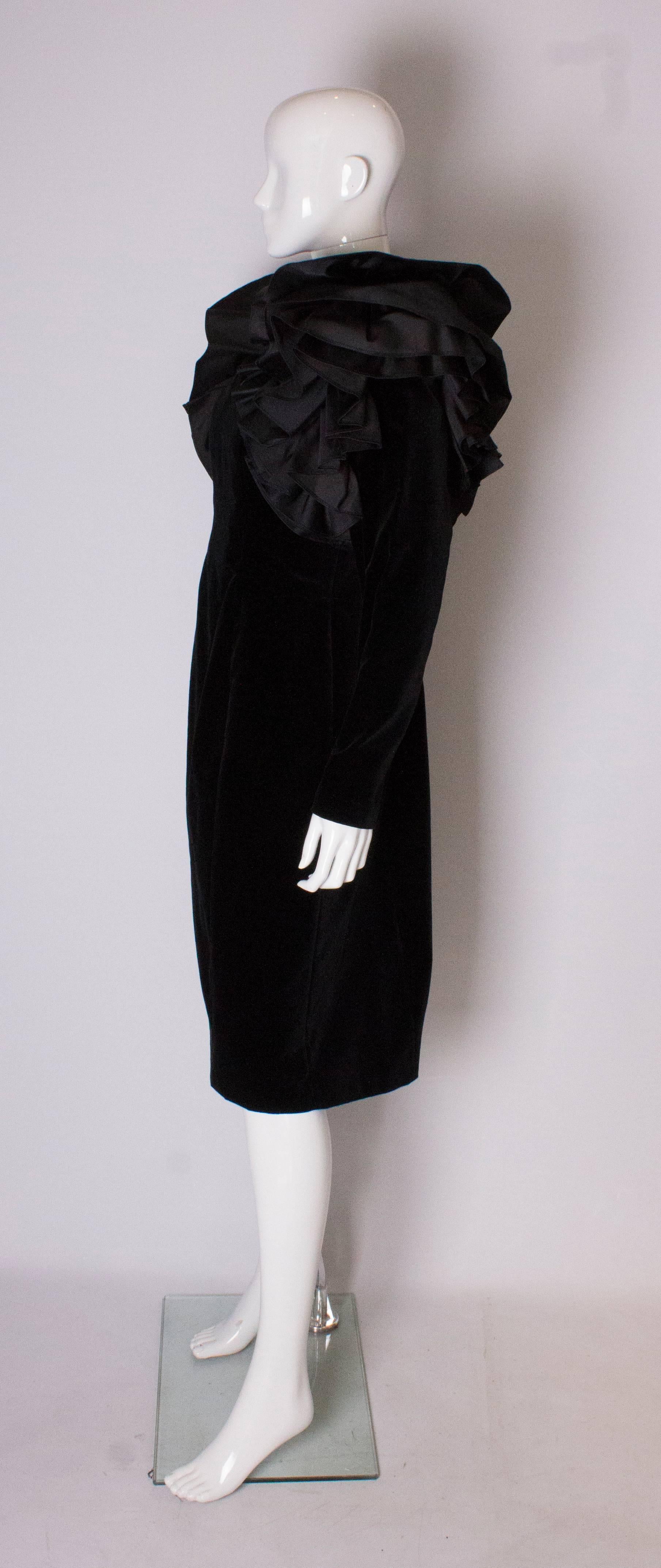 Black A Vintage 1980s dramatic sleeve black cocktail dress by Gina Fratini  For Sale