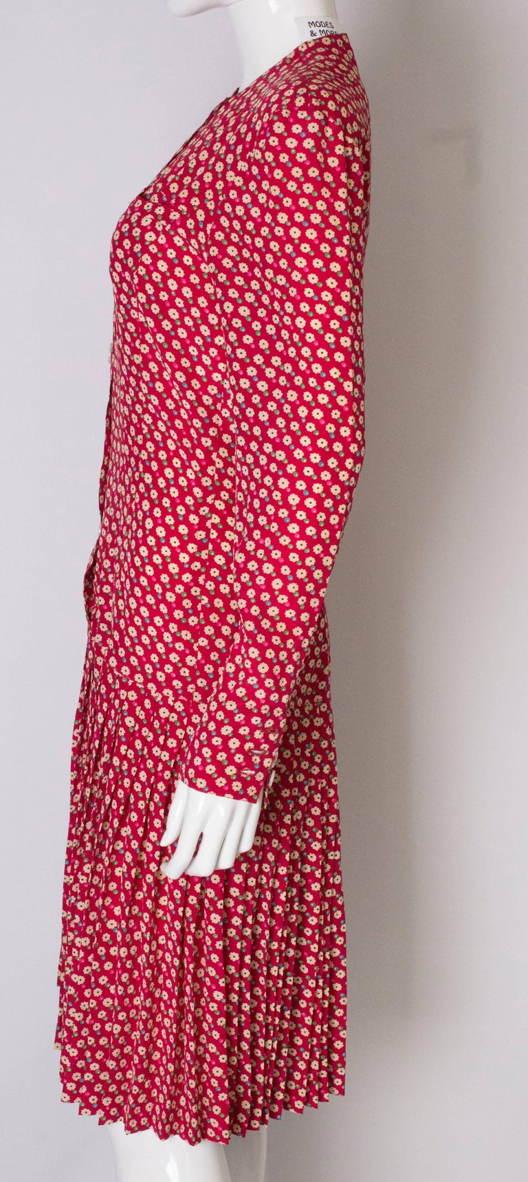 A Vintage 1980s floral printed silk pleated day dress by Jill Sander at ...