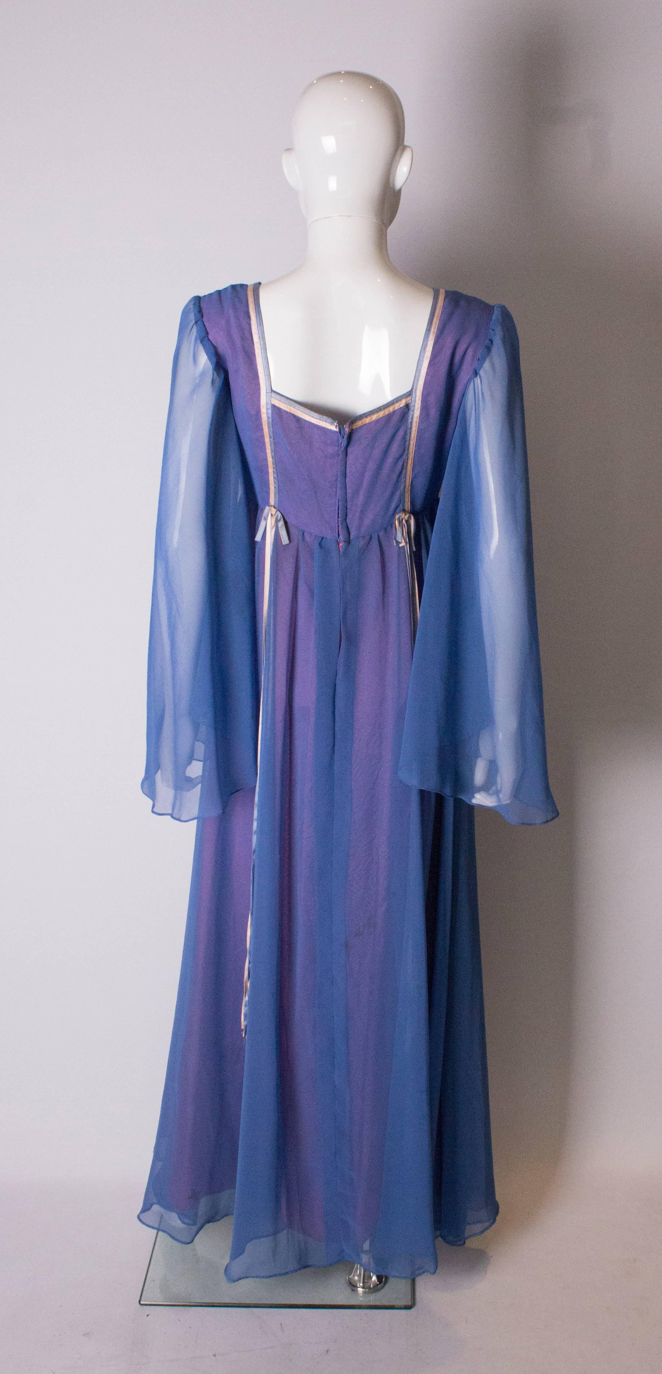 A Vintage 1970s lilac layered long summer festival dress 'California'  In Good Condition In London, GB