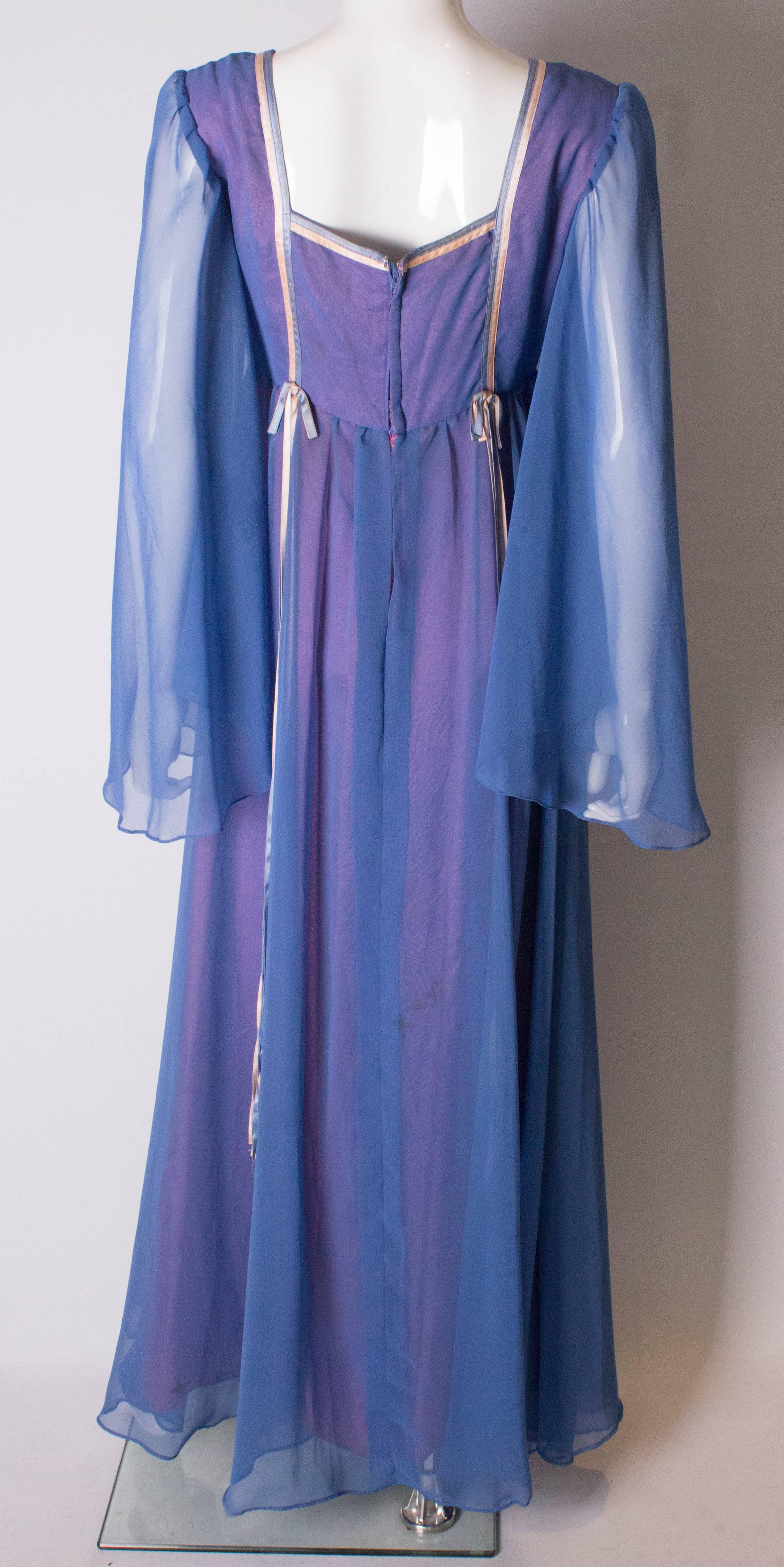 Women's A Vintage 1970s lilac layered long summer festival dress 'California' 