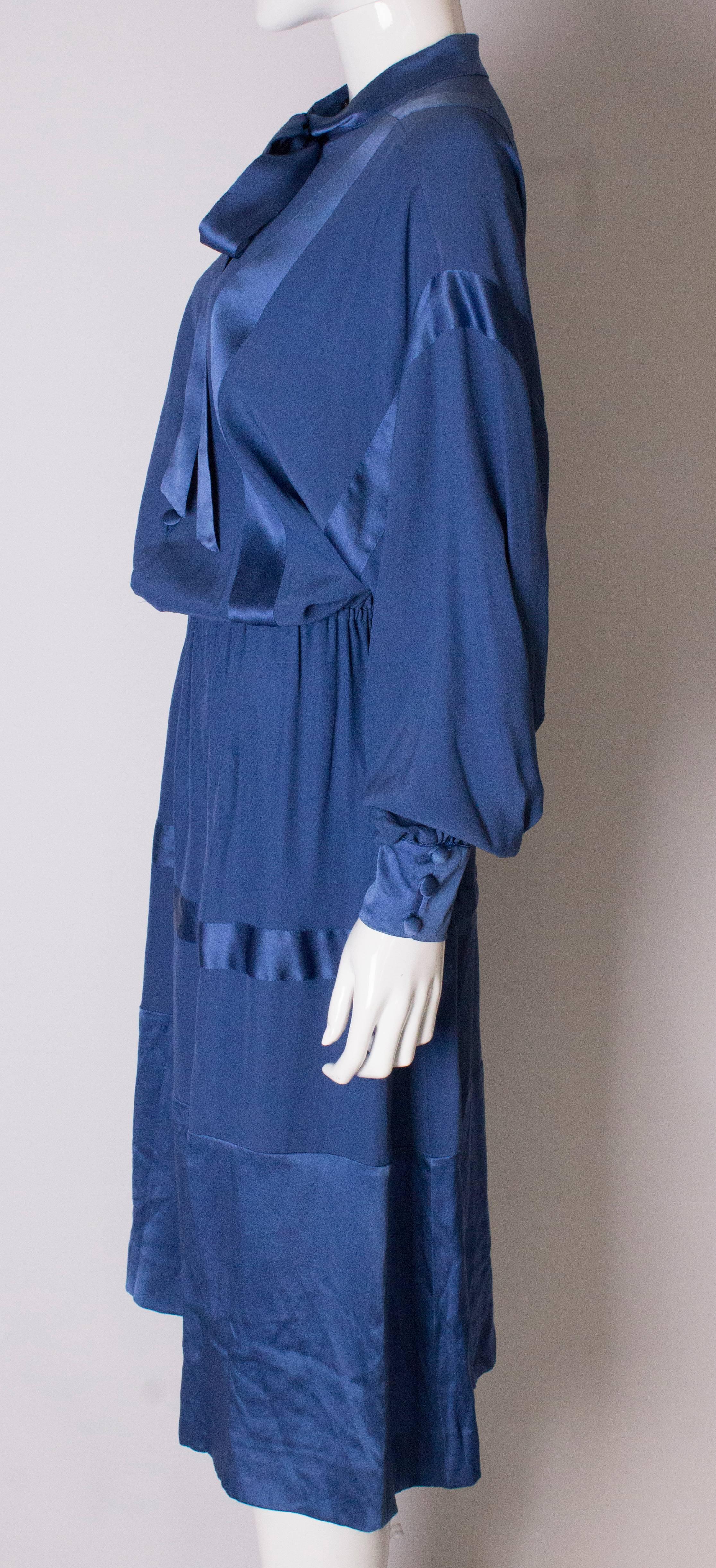 Purple A Vintage 1970s  blue Silk Dress by Stefano Ricci for Herbie Frogg For Sale