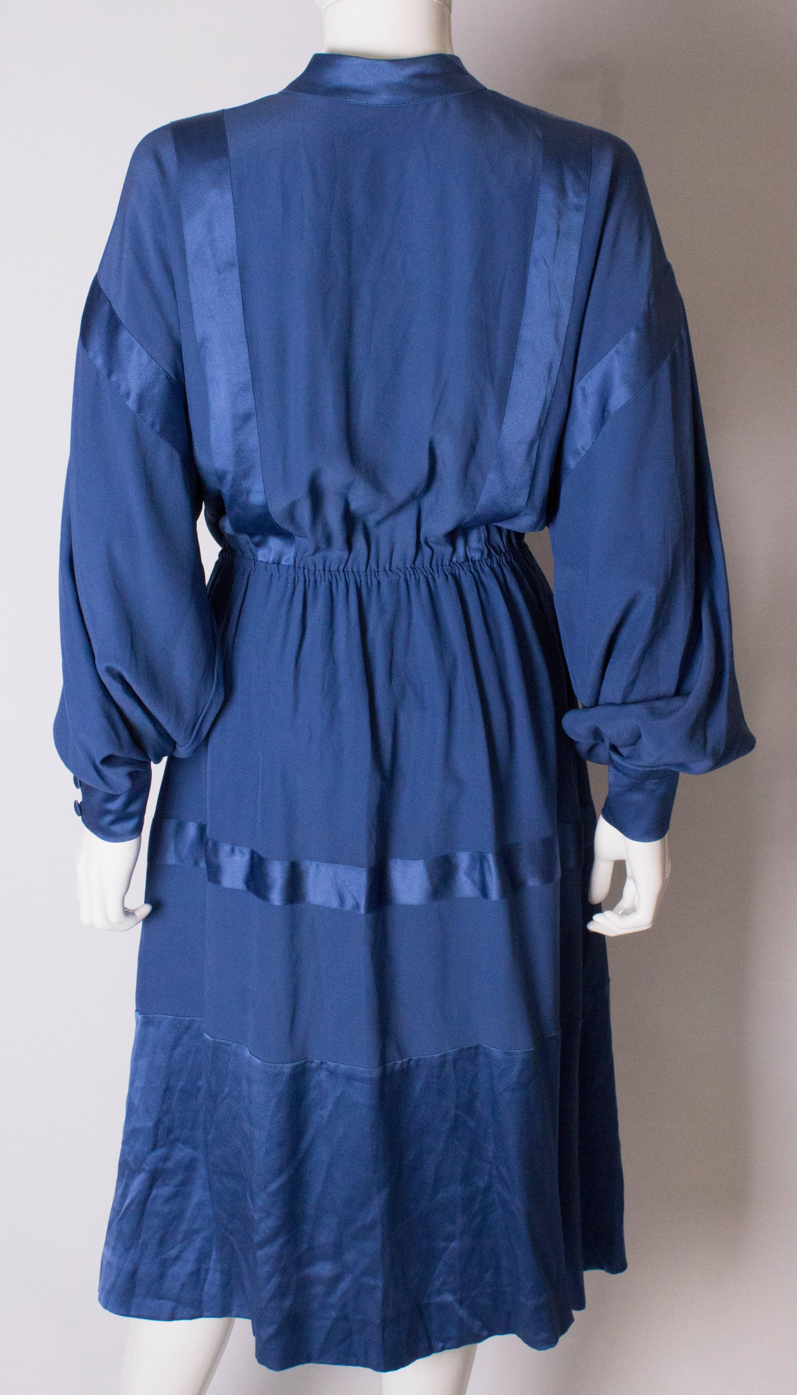 Women's A Vintage 1970s  blue Silk Dress by Stefano Ricci for Herbie Frogg For Sale