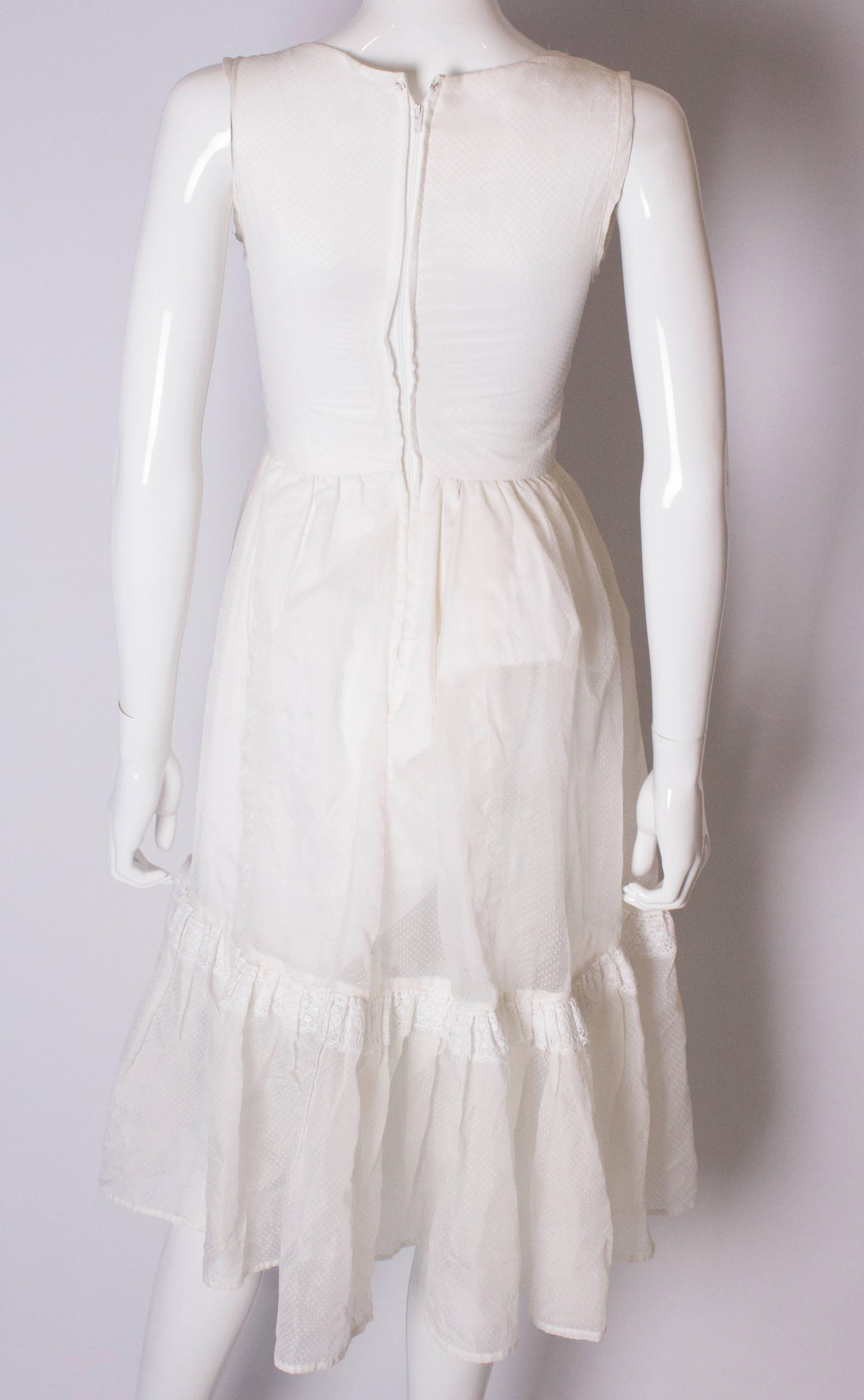 Women's A vintage 1950s White Spotted and Lace summer Dress For Sale