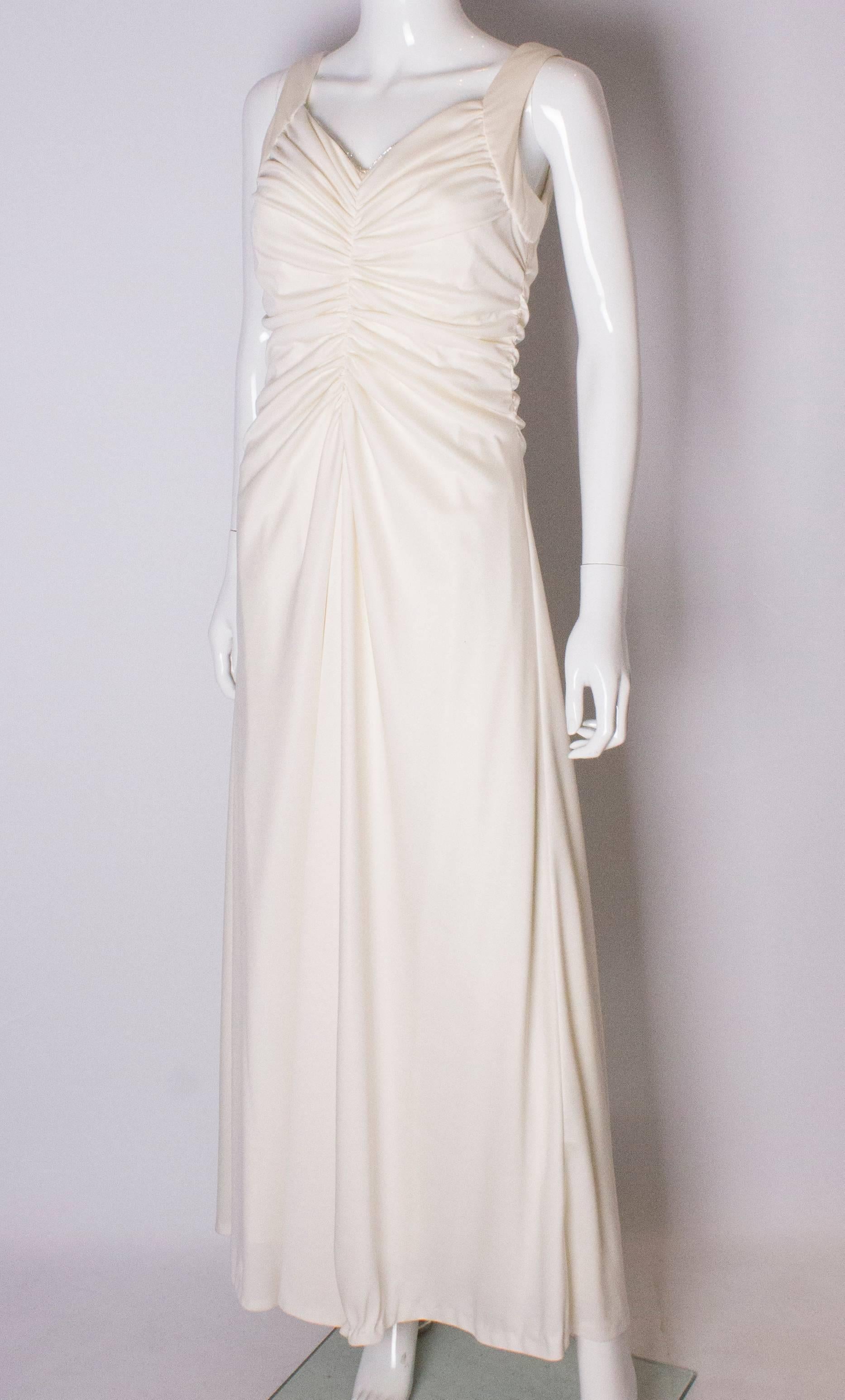Gray A Vintage 1970s cream evening dress by Maddison Avenue London 