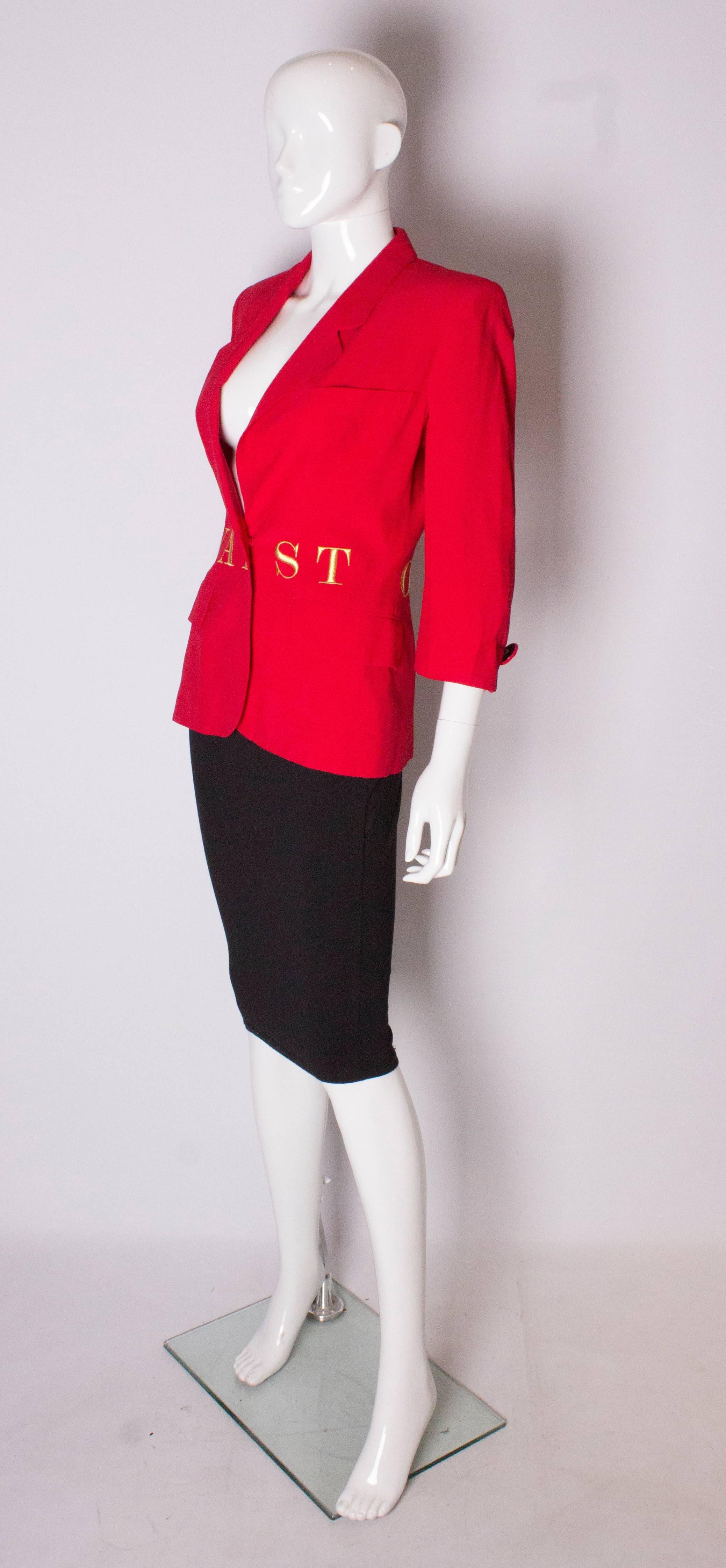 Red Vintage Moschino Couture Jacket 