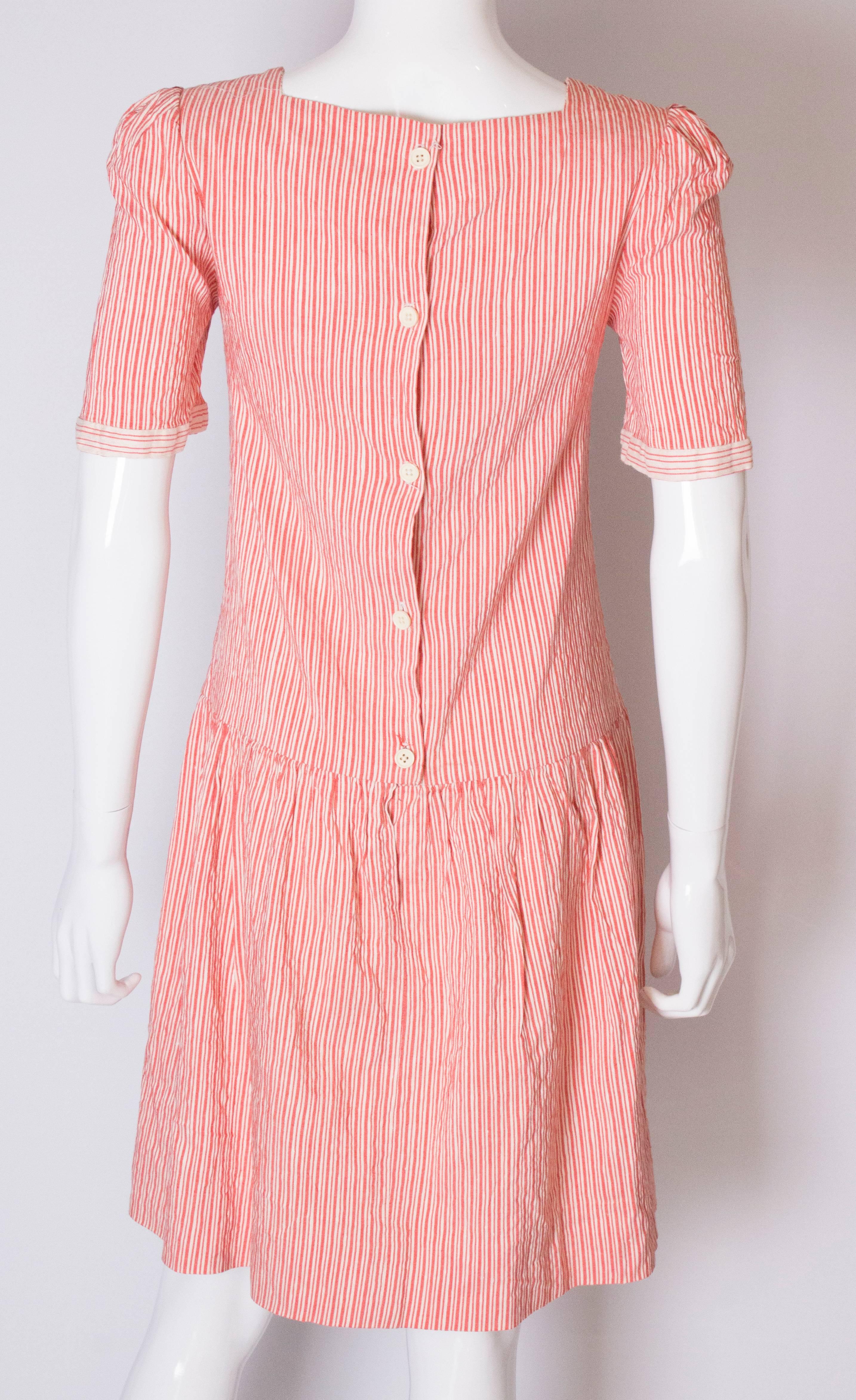 A Vintage 1990s stripe cotton summer day dress by Gina Fratini  For Sale 3