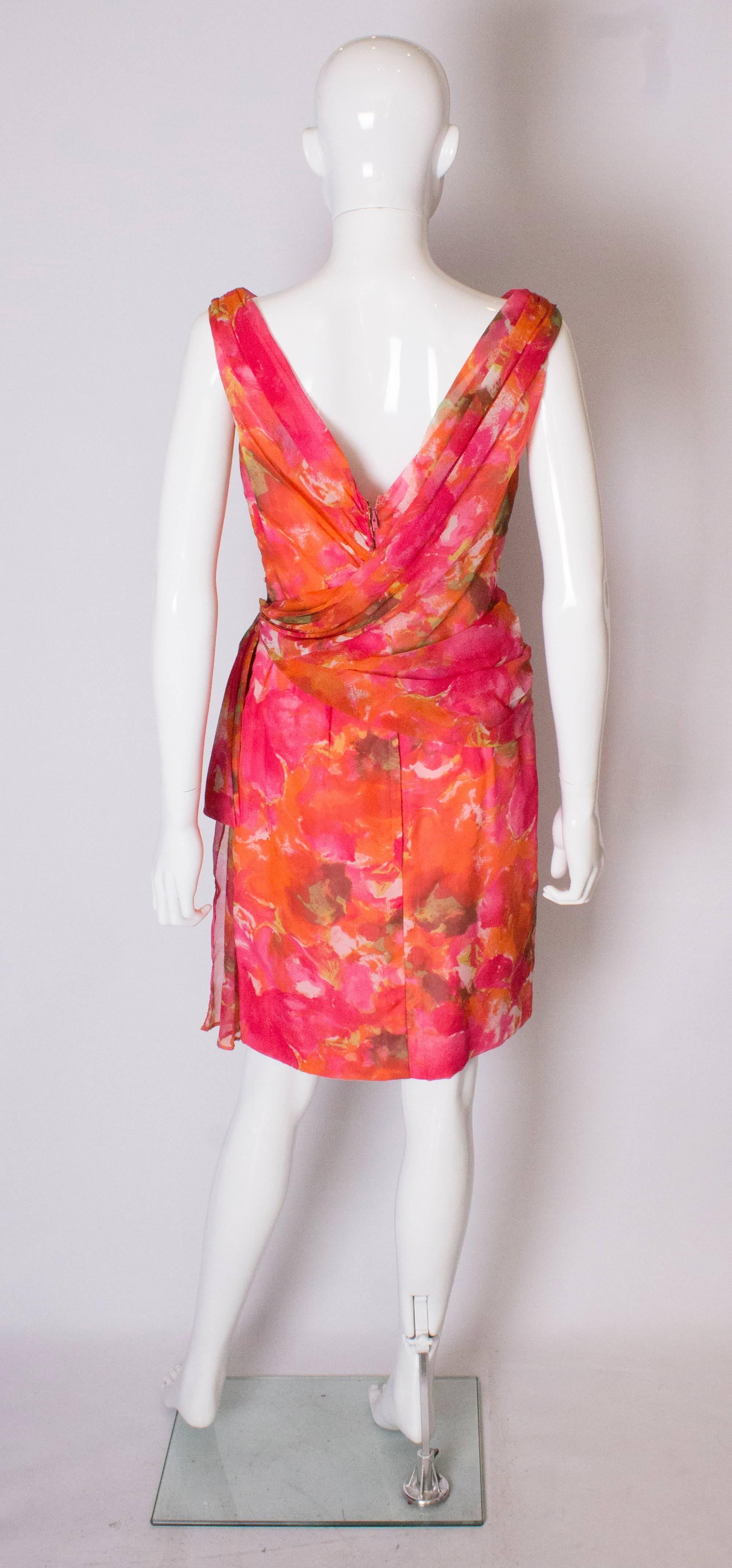 Women's A Vintage 1960s floral printed Cocktail Dress by London Town For Sale