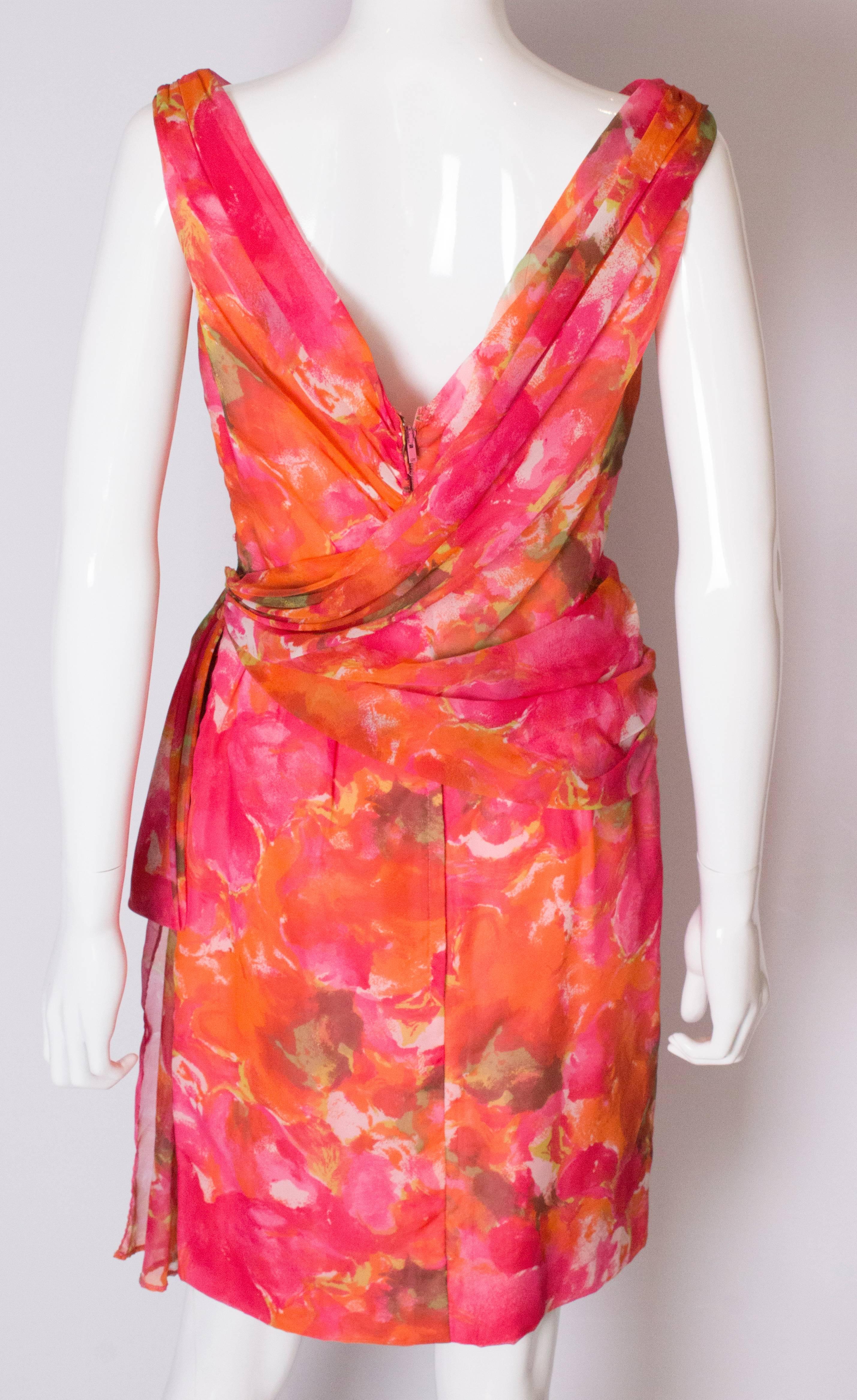 A Vintage 1960s floral printed Cocktail Dress by London Town For Sale 1