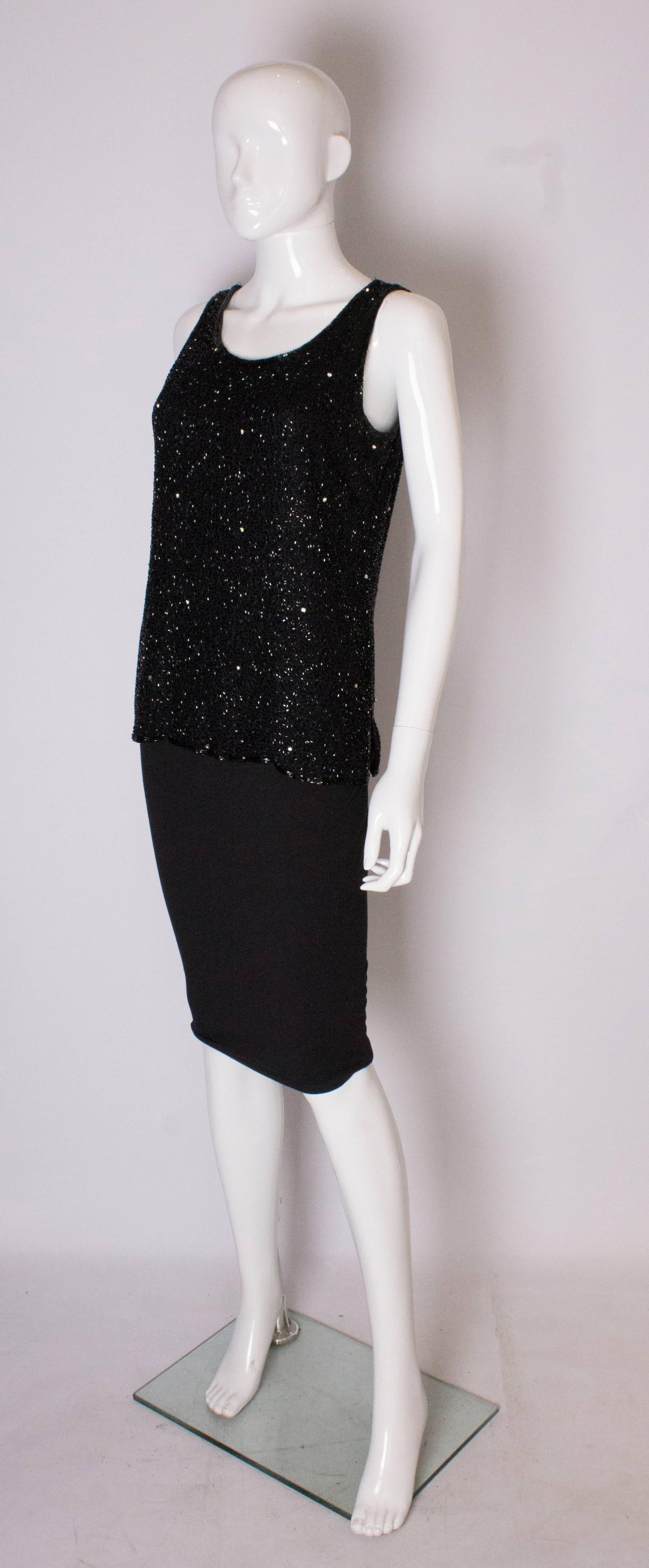 Black A Vintage 1980s black beaded evening top by Tomasz Starewski For Sale