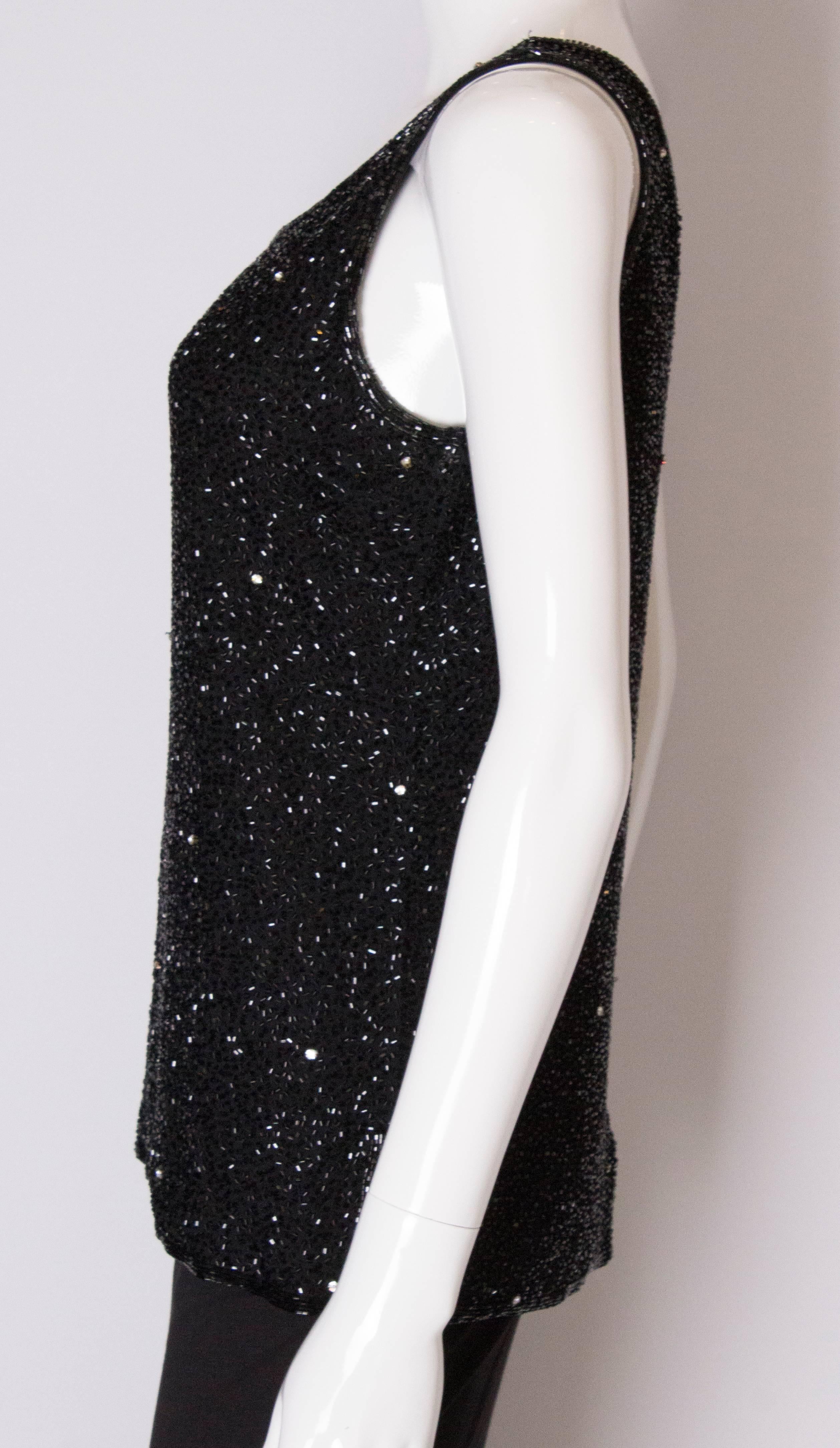 A Vintage 1980s black beaded evening top by Tomasz Starewski For Sale 1