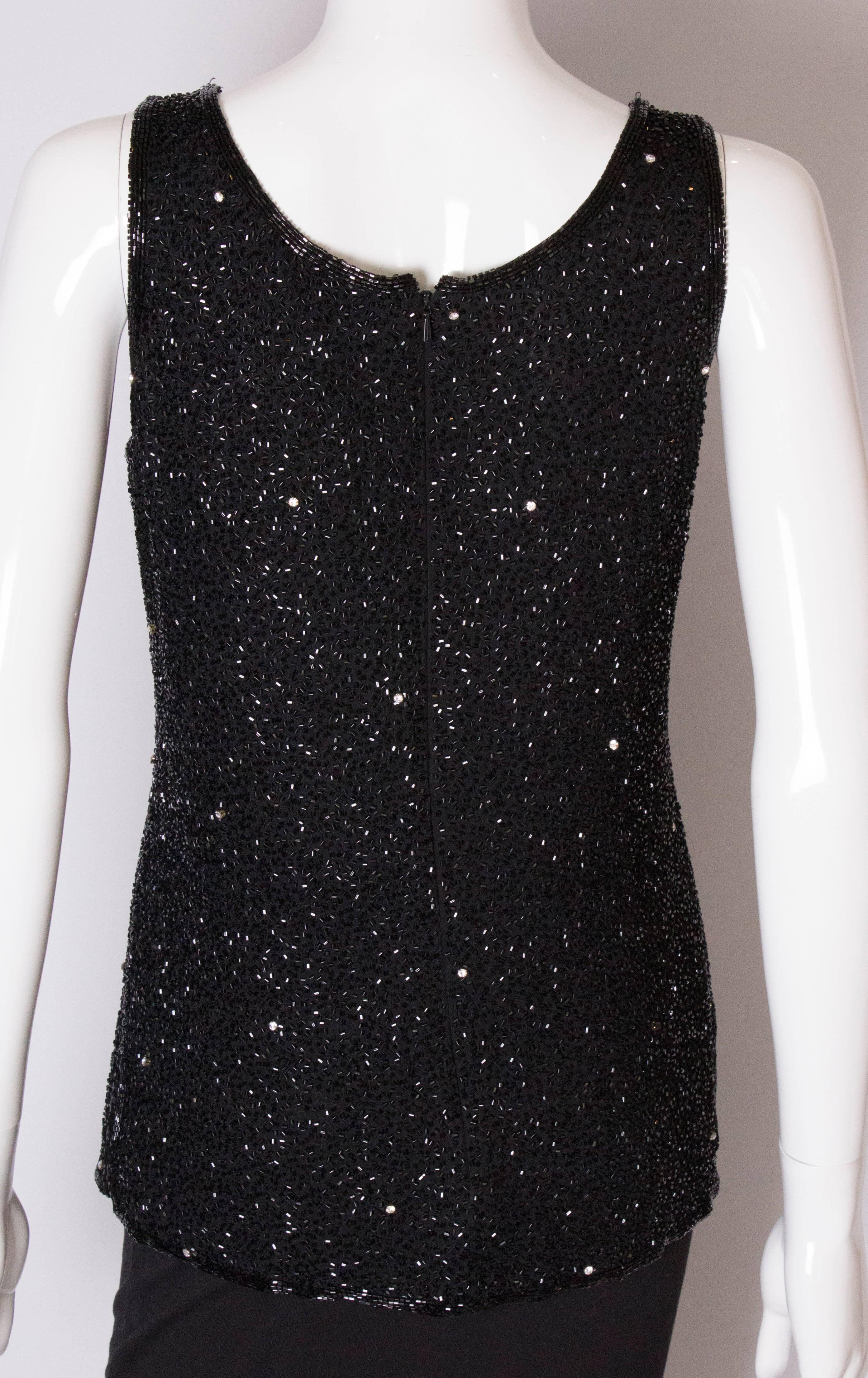 A Vintage 1980s black beaded evening top by Tomasz Starewski For Sale 3